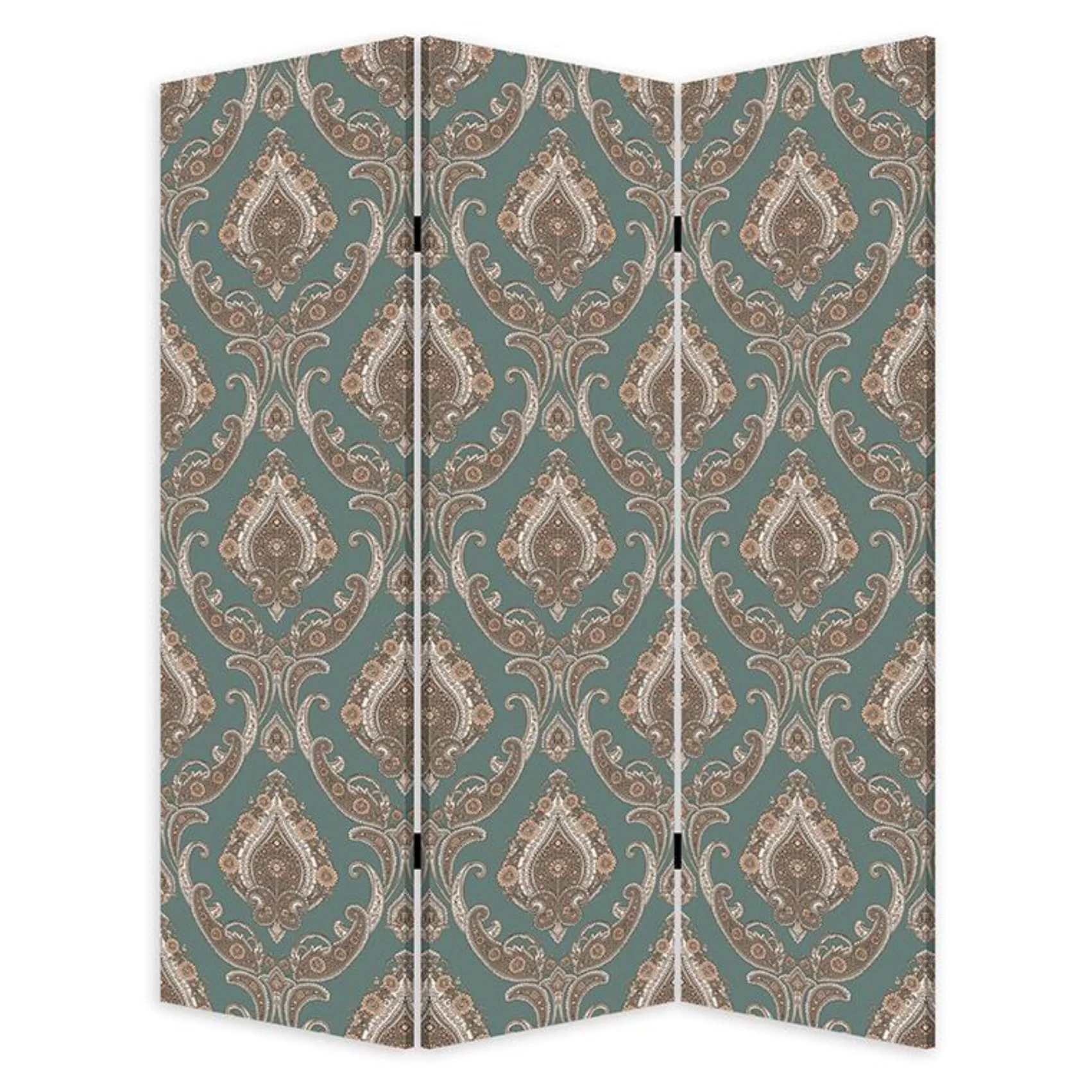 Vintage Green Baroque Three Panel Room Divider Screen By Homeroots - Image 2