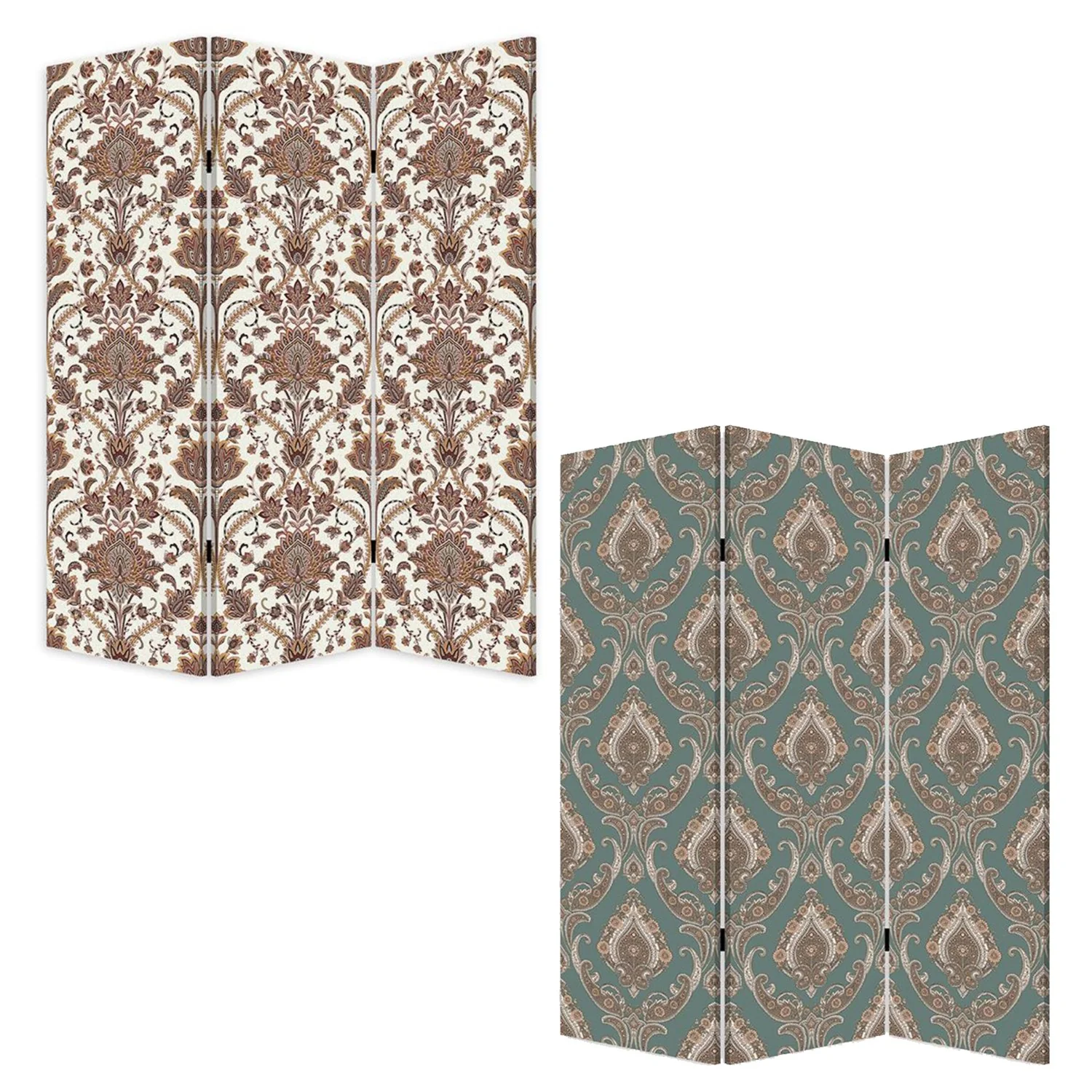 Vintage Green Baroque Three Panel Room Divider Screen By Homeroots - Image 4