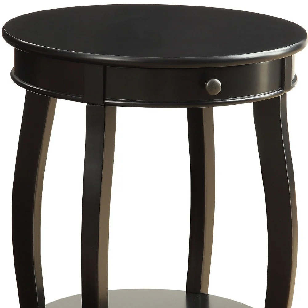 Vintage Look Black Wood End Table with Storage By Homeroots - Image 5