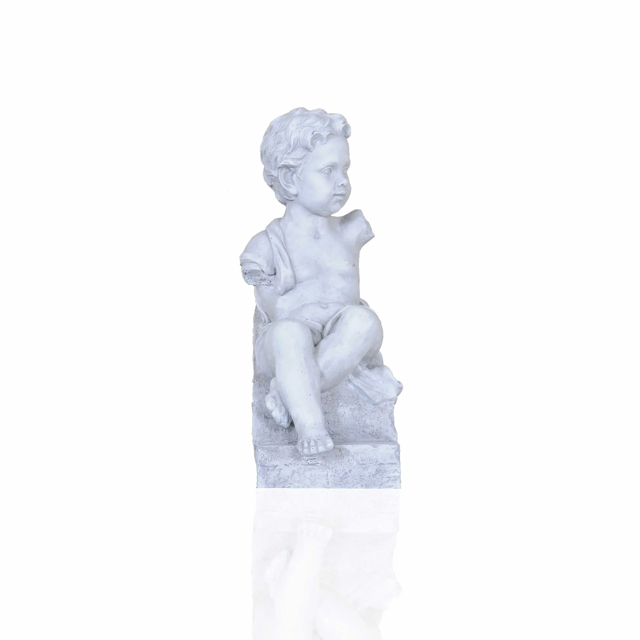Vintage Look Off White Boy Sitting Statue By Homeroots - Image 2