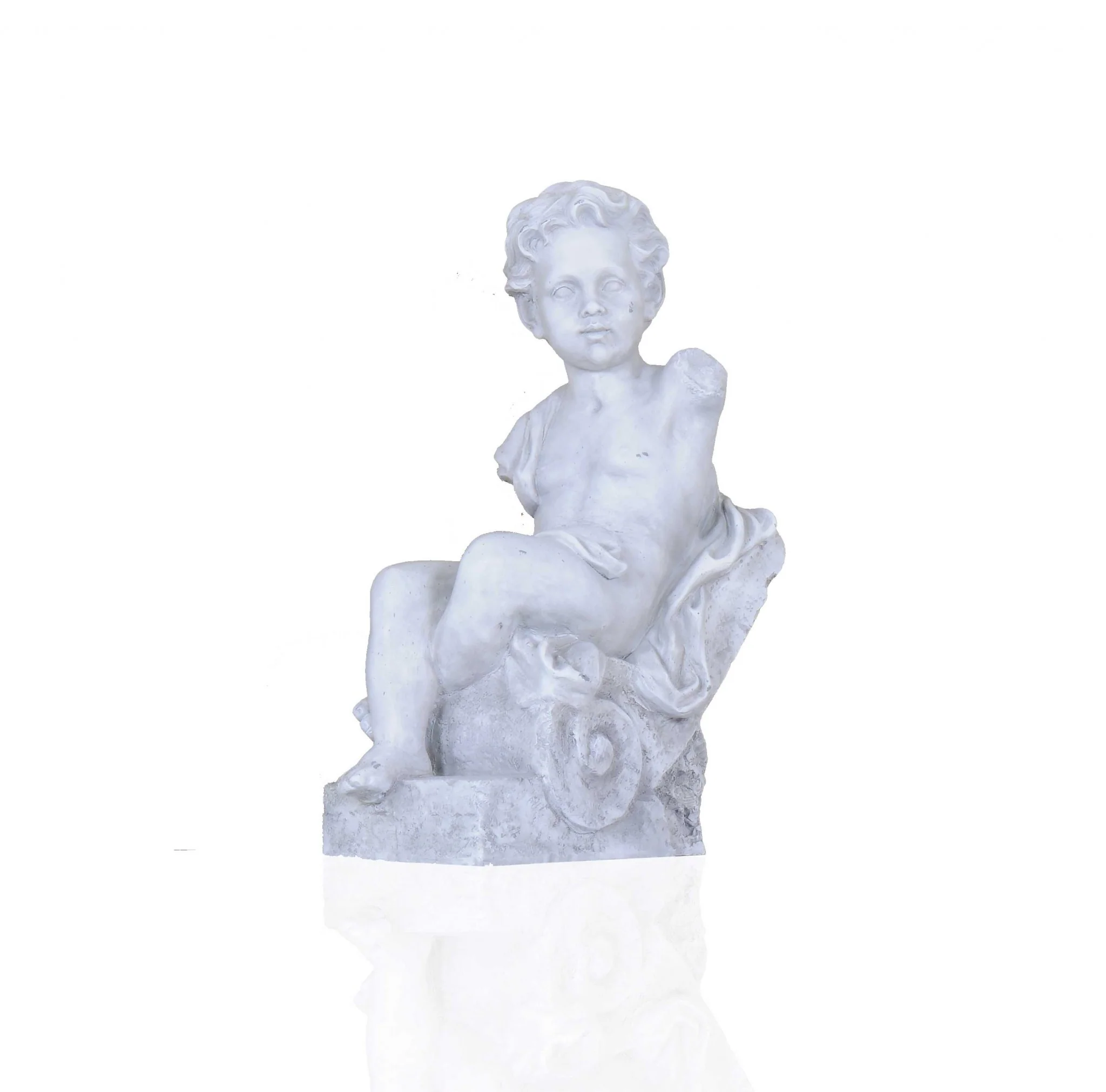Vintage Look Off White Boy Sitting Statue By Homeroots - Image 4