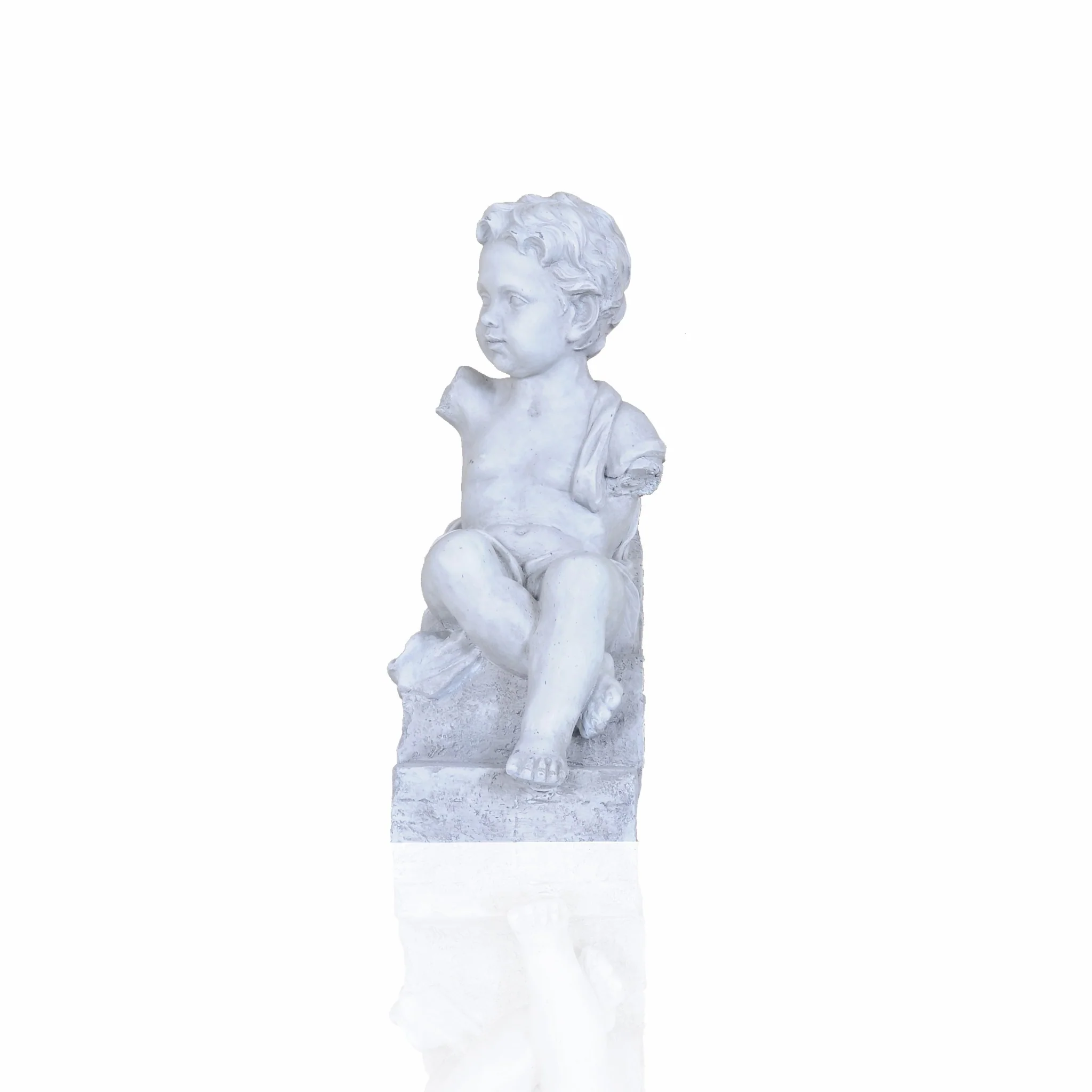 Vintage Look Off White Boy Sitting Statue By Homeroots - Image 5