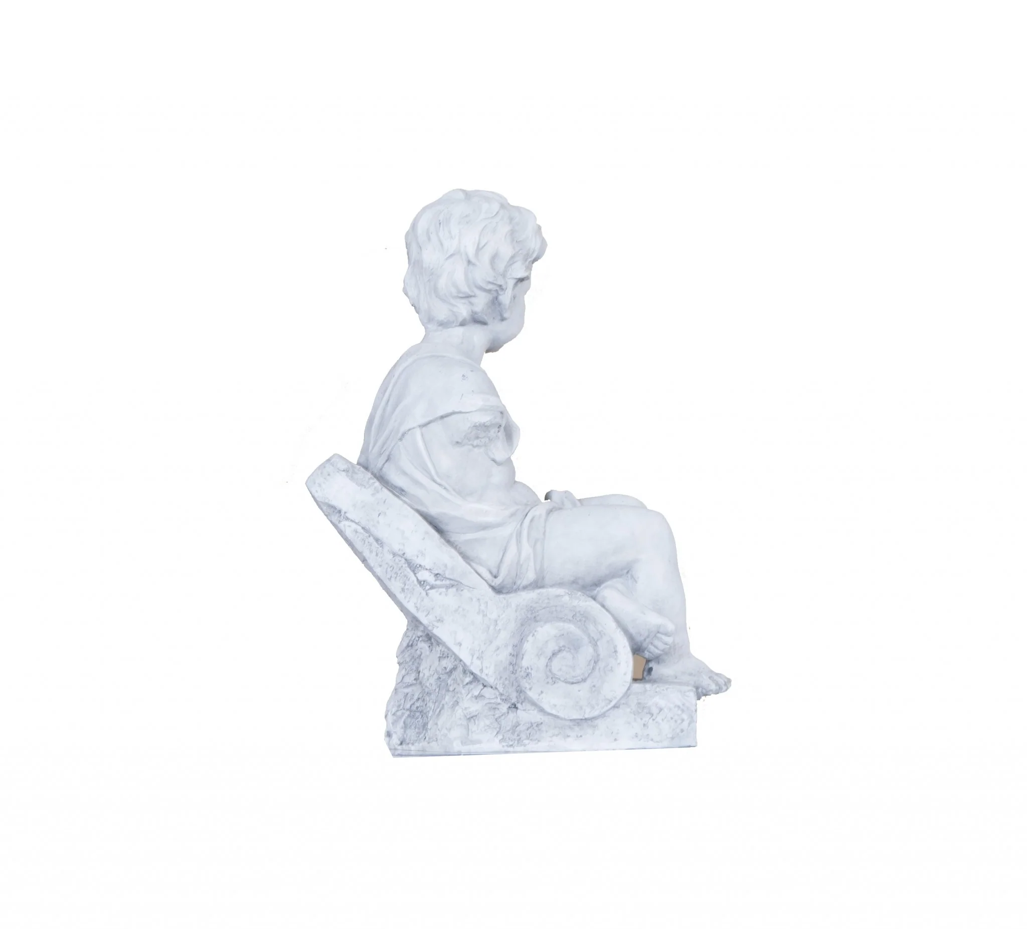 Vintage Look Off White Boy Sitting Statue By Homeroots - Image 6