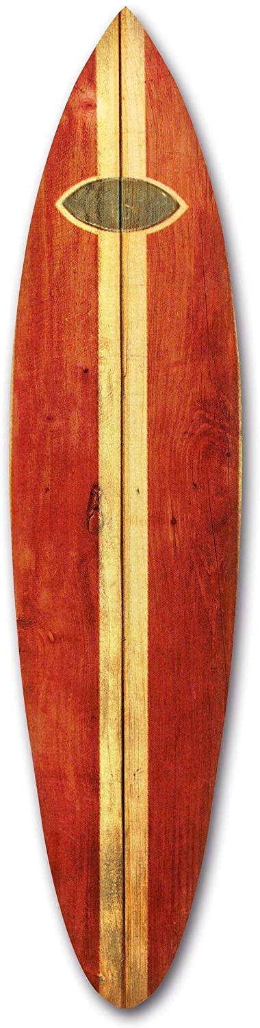 Vintage Look Red Surfboard Wall Art By Homeroots - Image 3