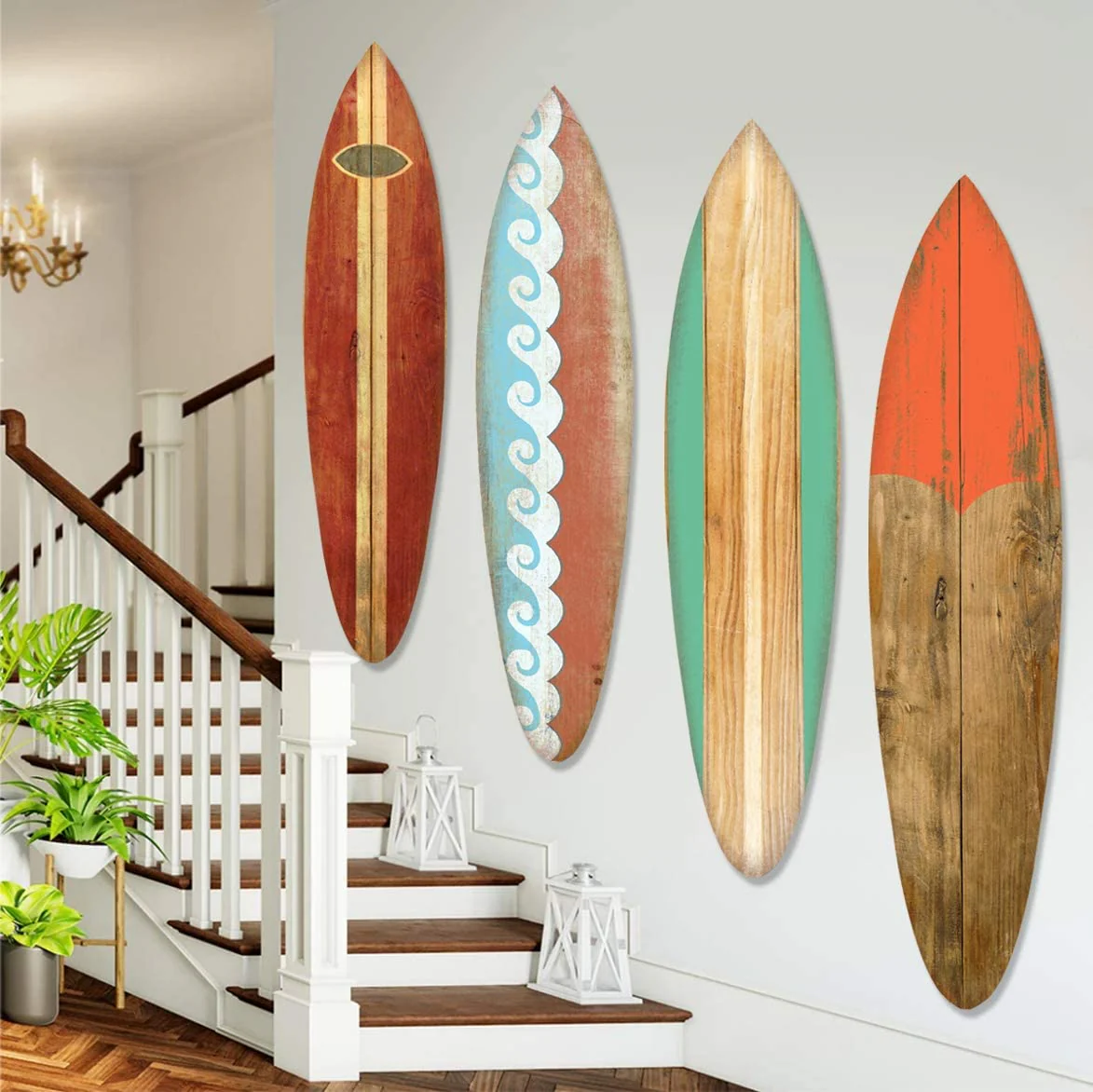 Vintage Look Red Surfboard Wall Art By Homeroots - Image 4