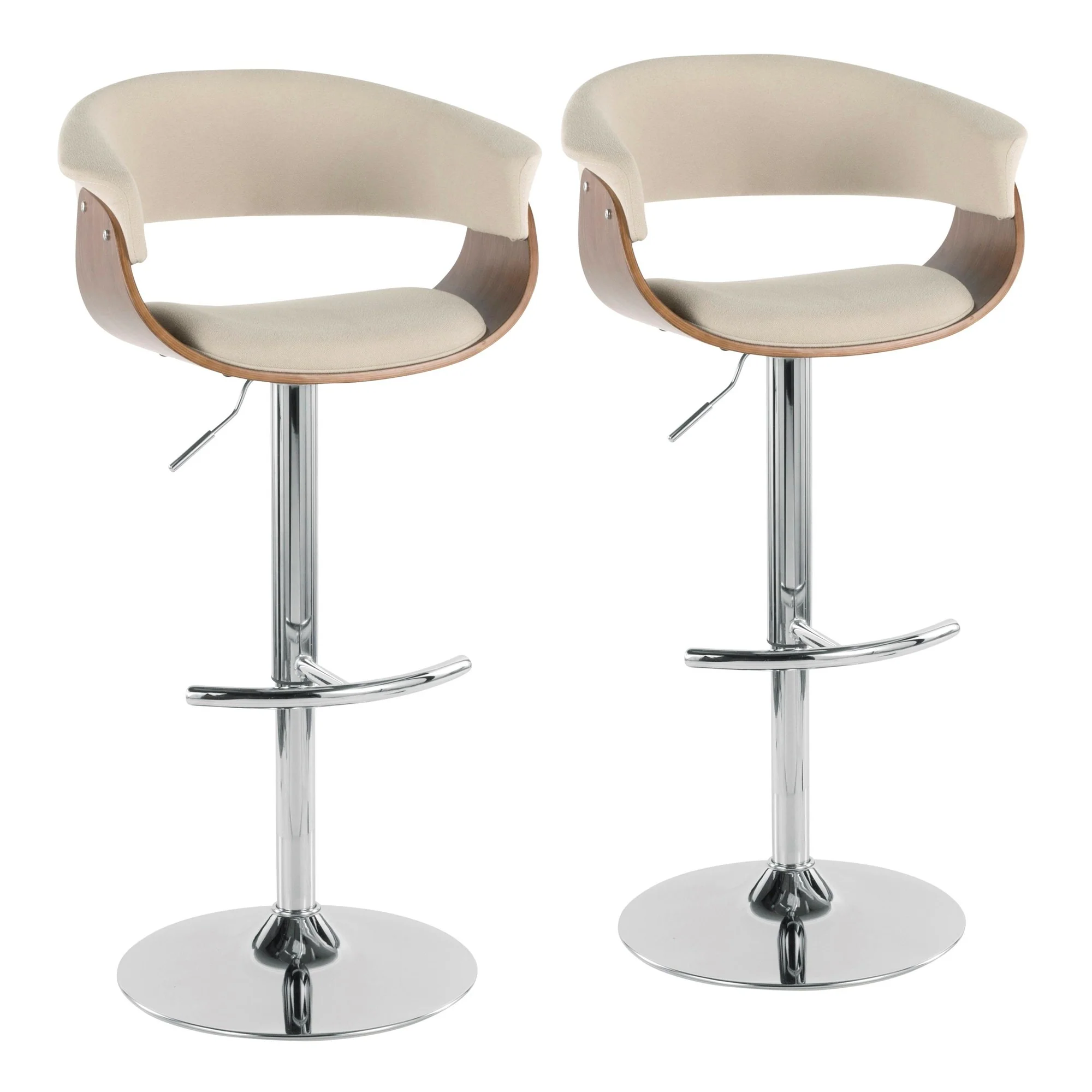 Vintage Mod Adjustable Bar Stool - Set of 2 Cream By LumiSource - Image 2