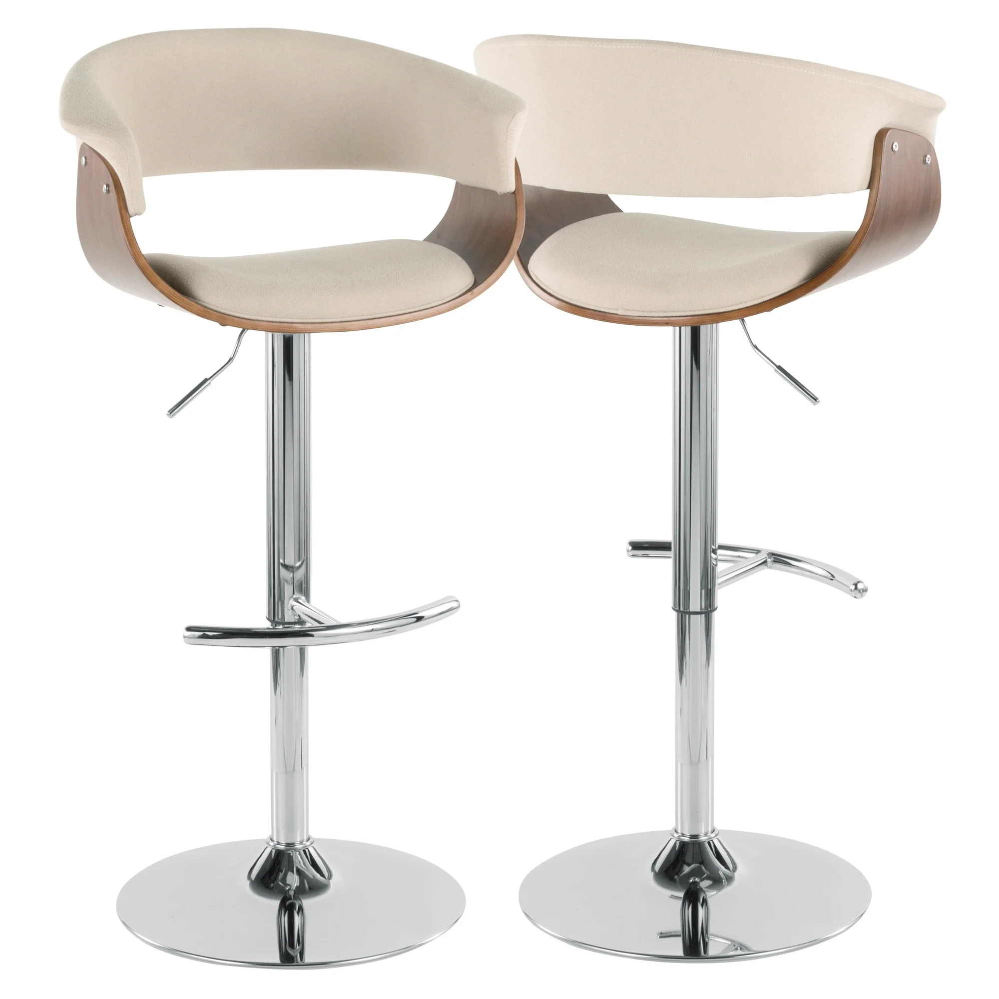 Vintage Mod Adjustable Bar Stool - Set of 2 Cream By LumiSource - Image 5