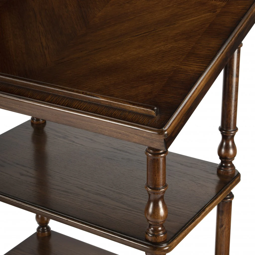 Vintage Oak Library Stand By Homeroots - Image 7