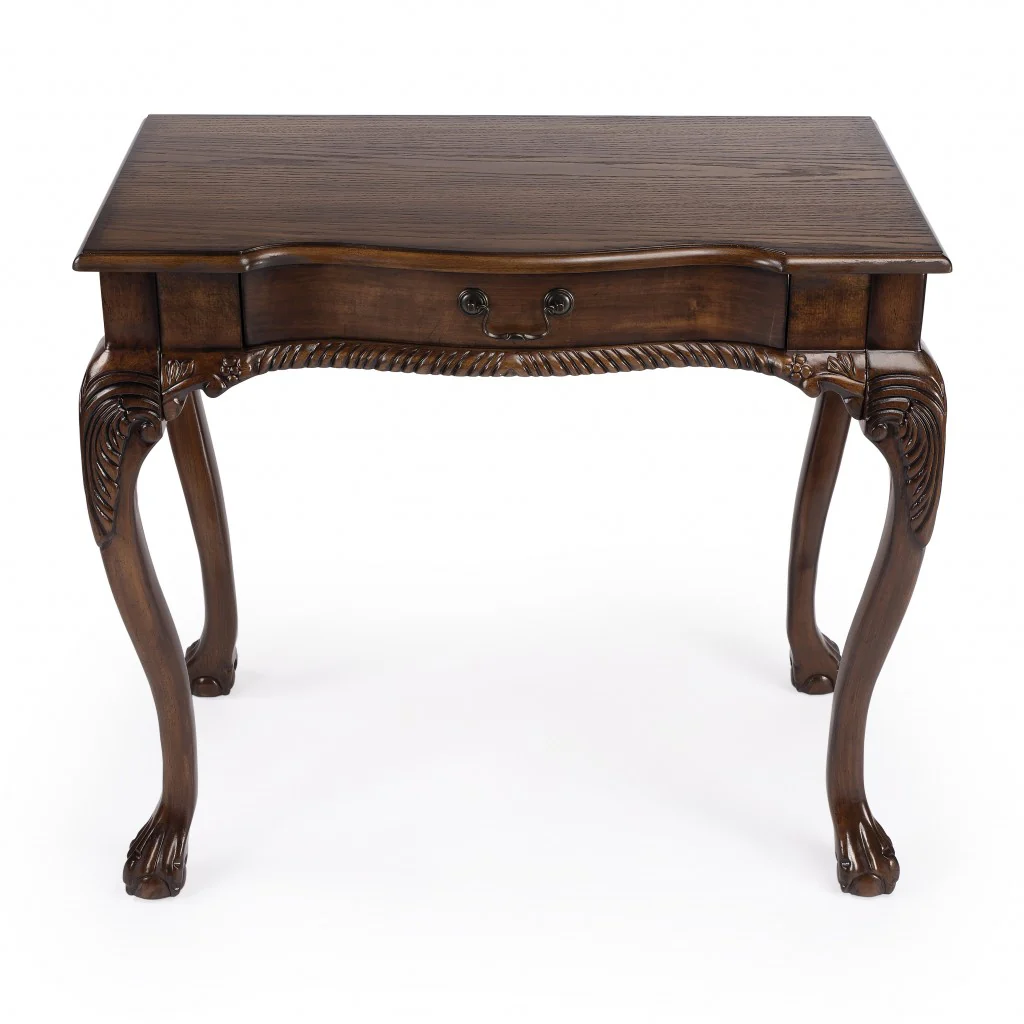 Vintage Oak Writing Desk By Homeroots - Image 4