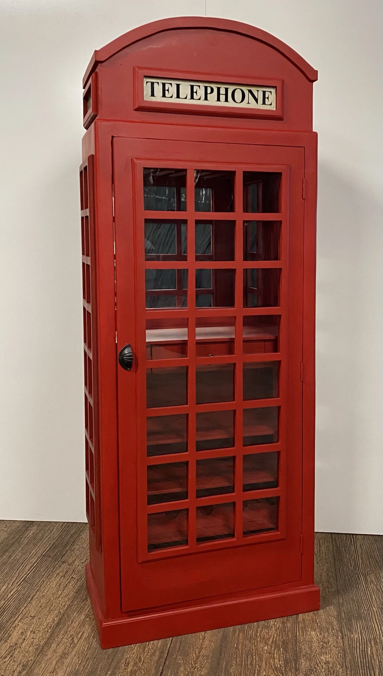 Vintage Red Wooden Phone Booth Bar Cabinet By Homeroots - Image 4