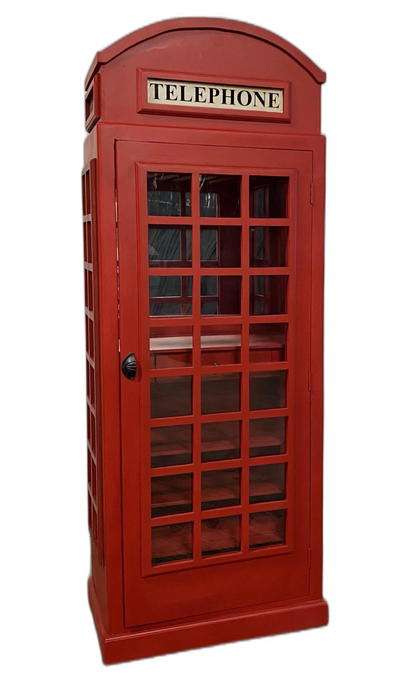Vintage Red Wooden Phone Booth Bar Cabinet By Homeroots - Image 5