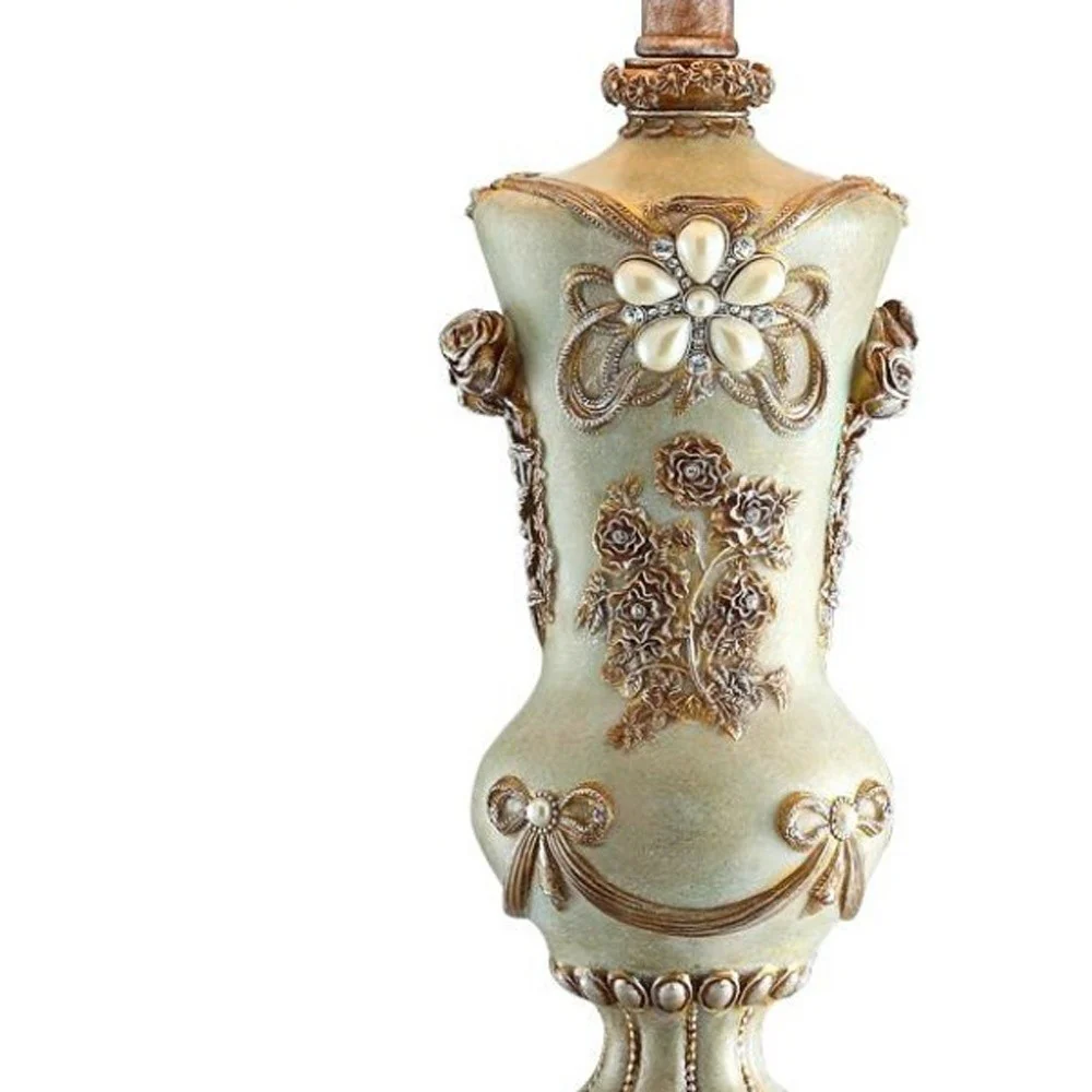 Vintage Silver Table Lamp with Rose Accents By Homeroots - Image 3