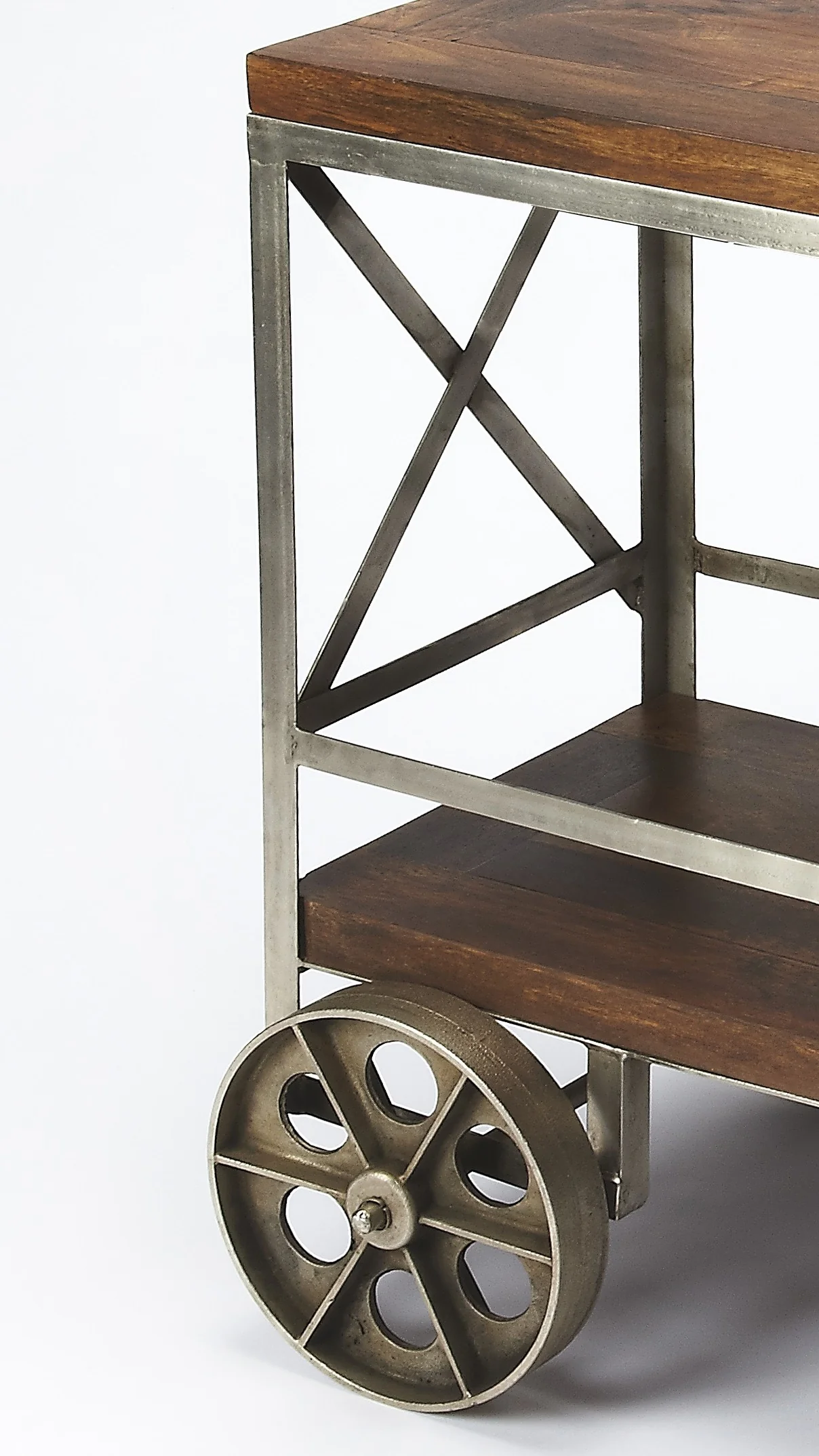 Vintage Style Rolling Server Bar Cart By Homeroots - Image 3