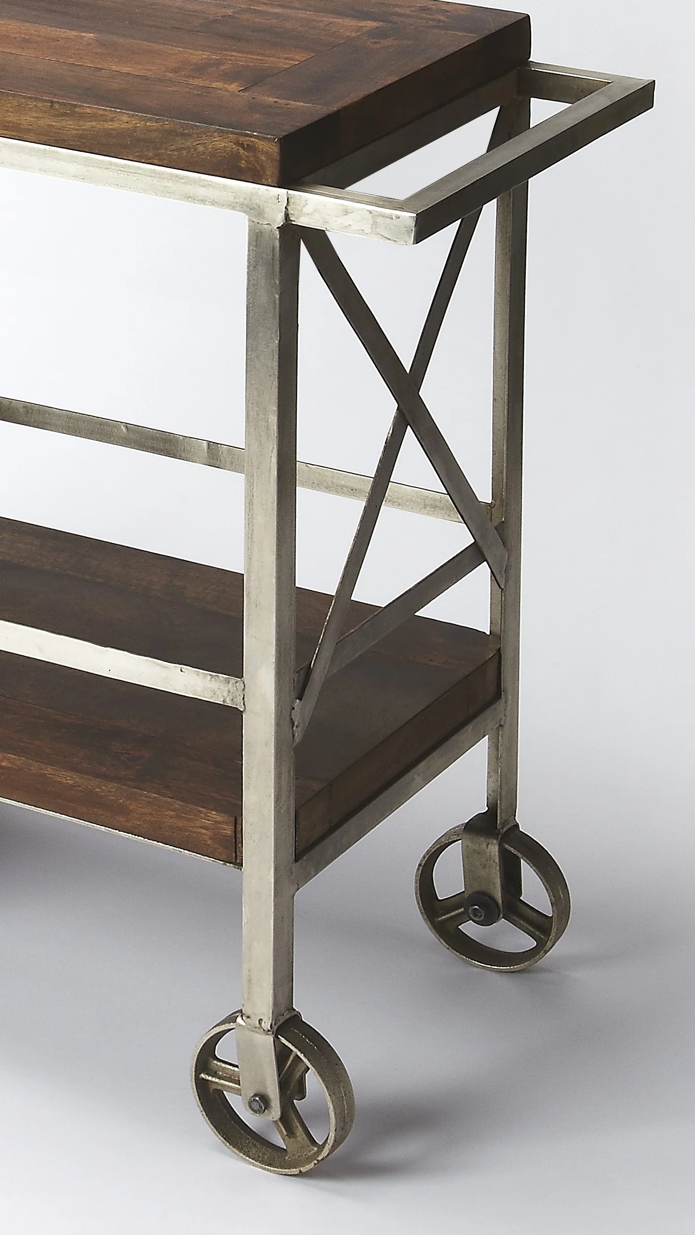 Vintage Style Rolling Server Bar Cart By Homeroots - Image 4