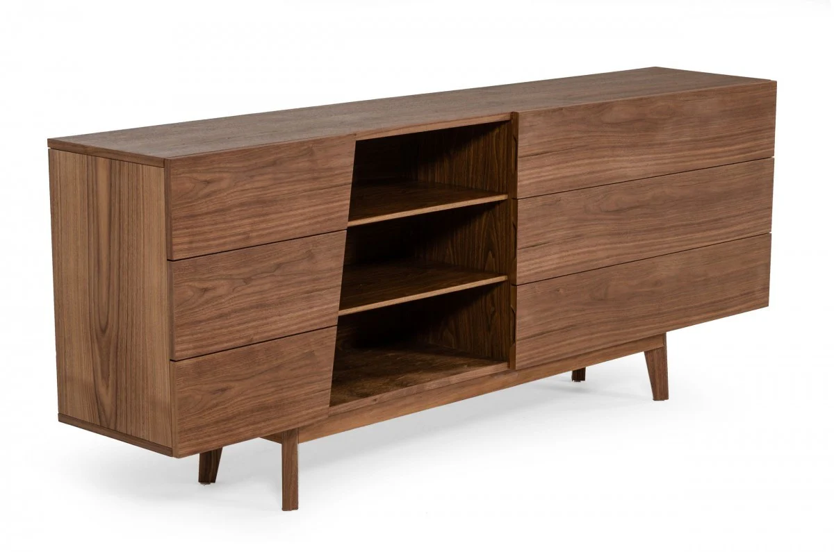 Vintage Style Walnut Veneer Six Drawer Dresser By Homeroots - Image 2