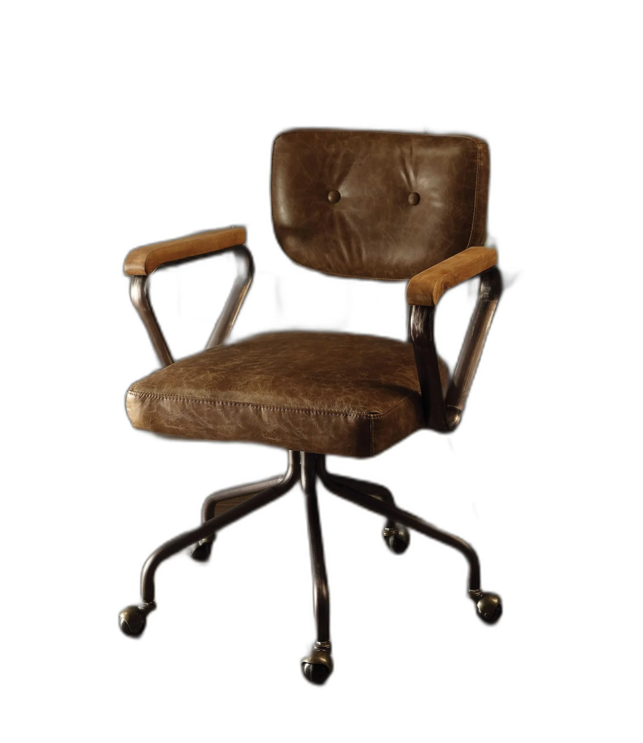 Vintage Whiskey Leather Office Chair By Homeroots - Image 3