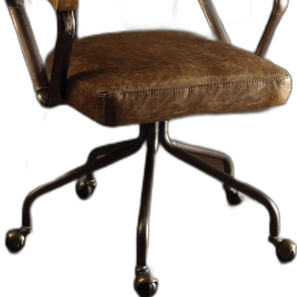 Vintage Whiskey Leather Office Chair By Homeroots - Image 4