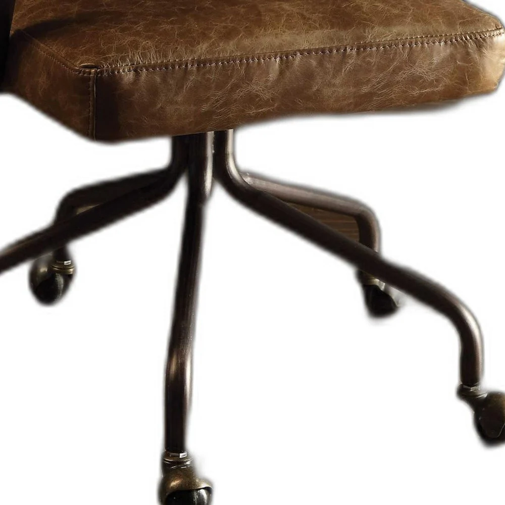 Vintage Whiskey Leather Office Chair By Homeroots - Image 5