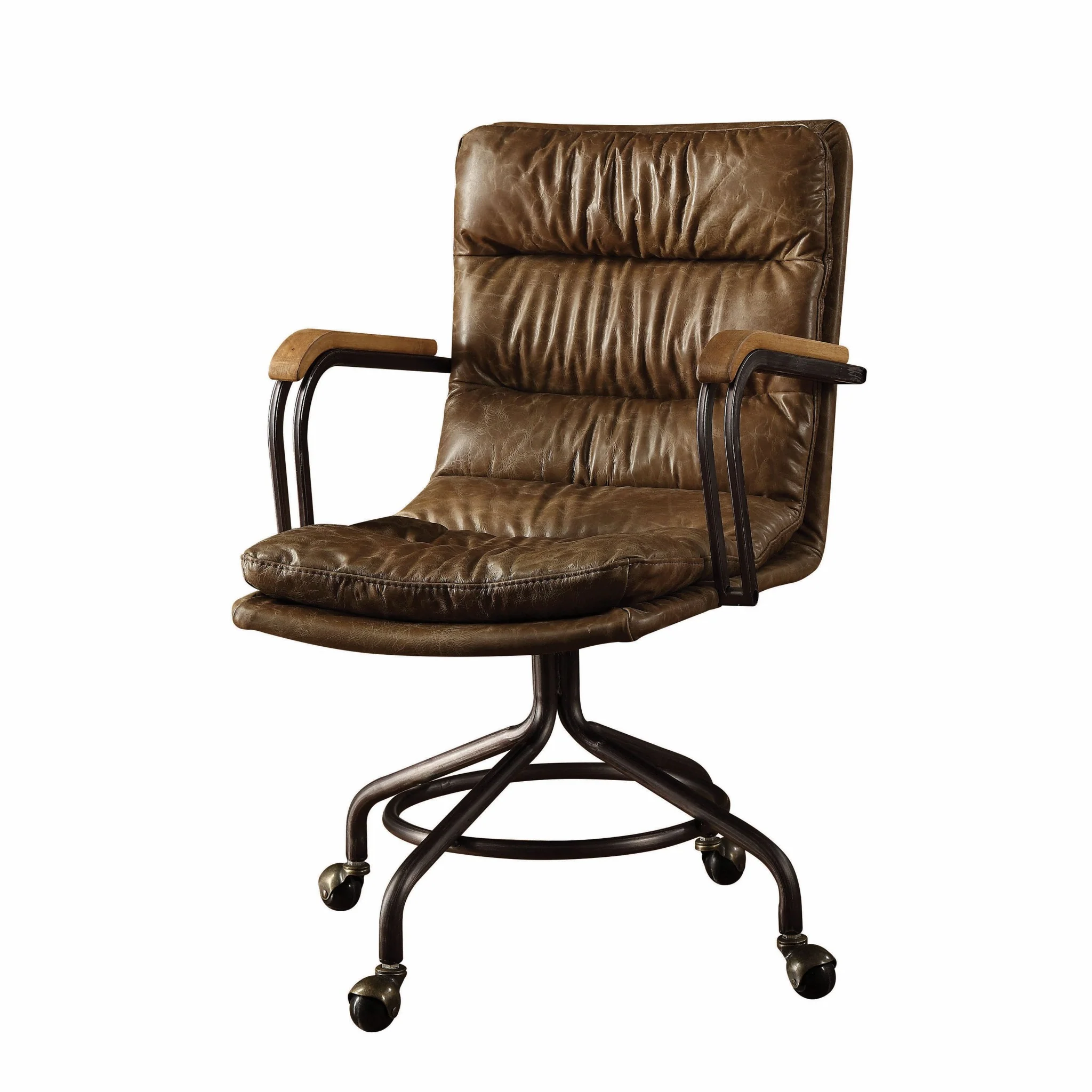 Vintage Whiskey Top Grain Leather Office Chair By Homeroots - Image 2