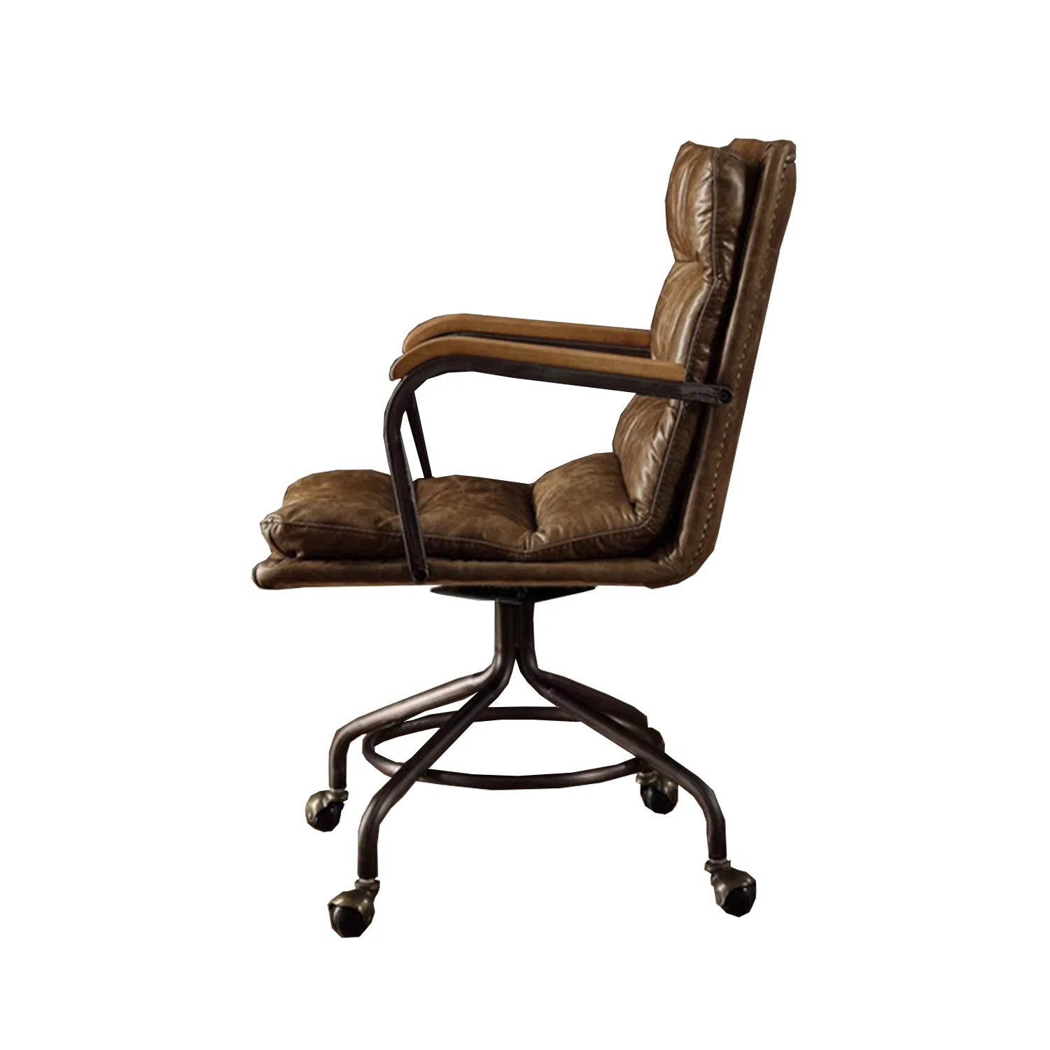 Vintage Whiskey Top Grain Leather Office Chair By Homeroots - Image 3