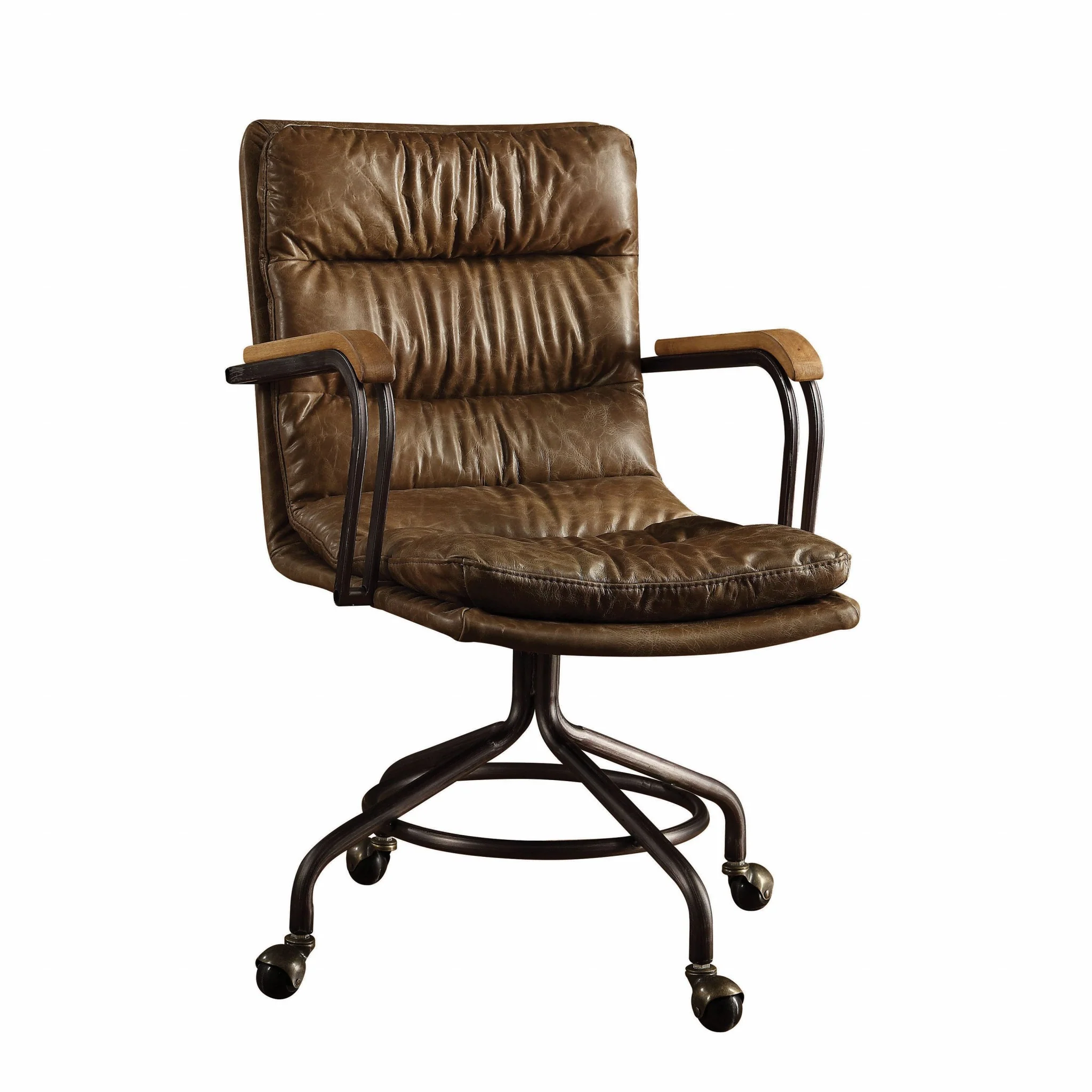 Vintage Whiskey Top Grain Leather Office Chair By Homeroots - Image 4