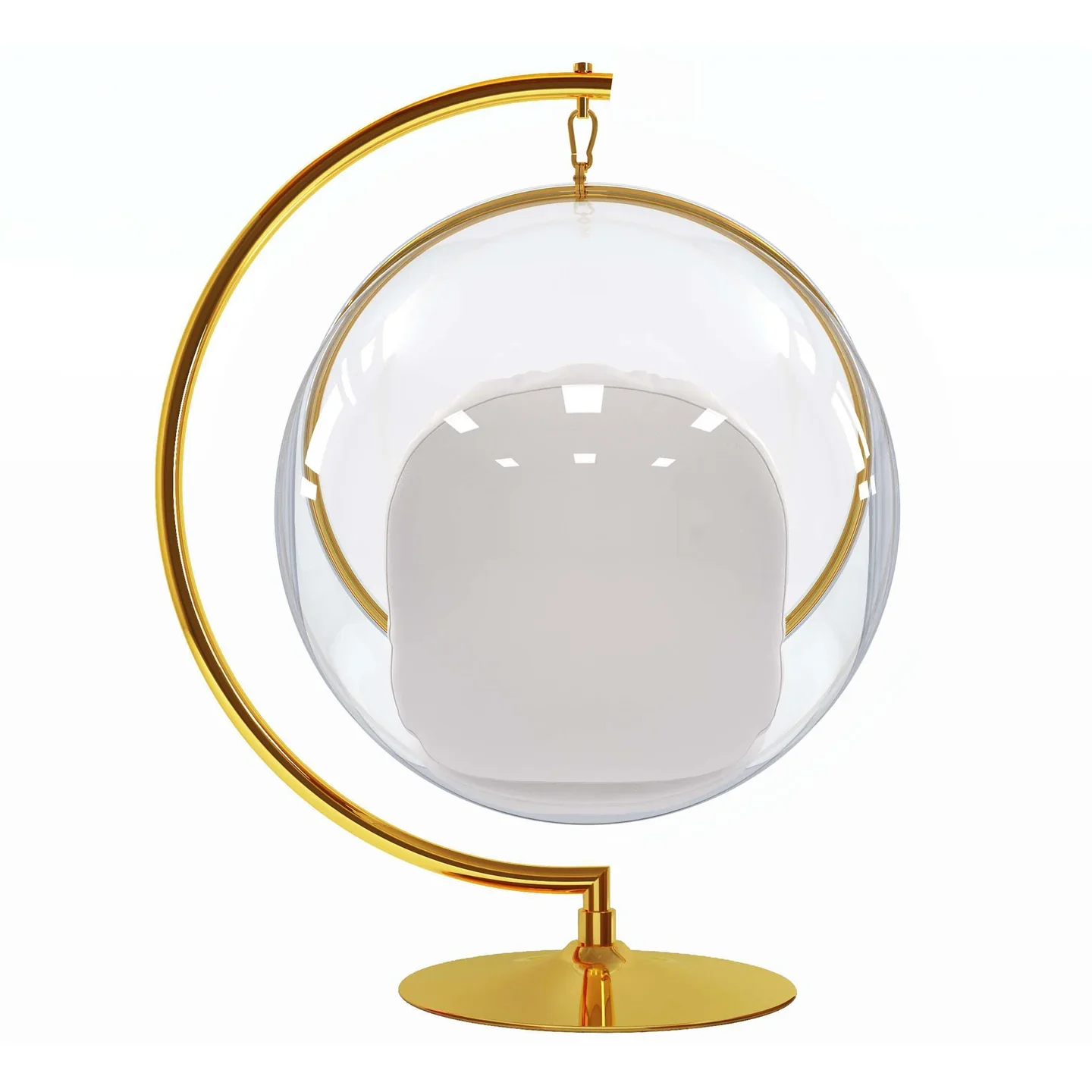Vinyl and Steel Hanging Bubble Chair with Stand Gold, Style-1 By World Modern Design - Image 4