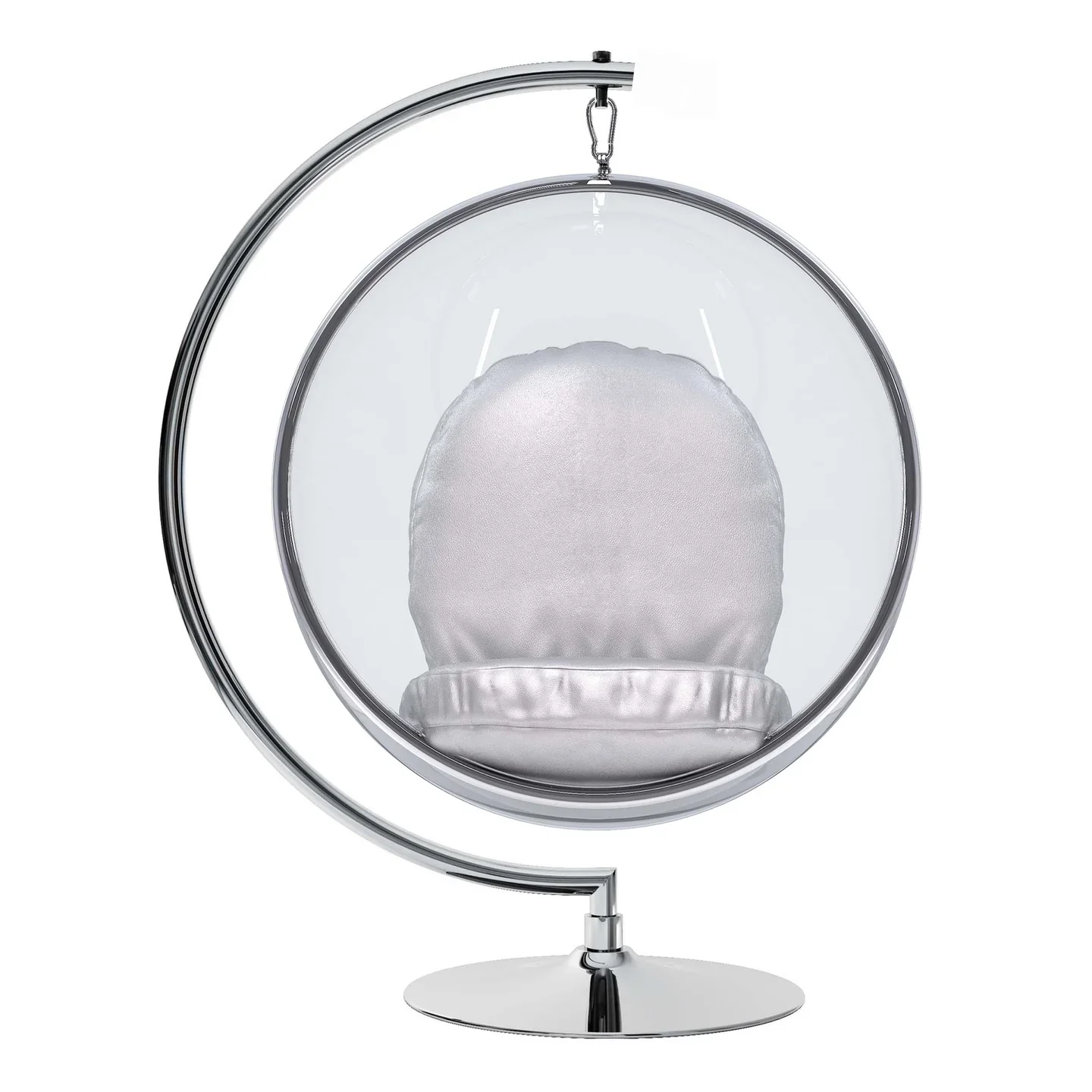 Vinyl and Steel Hanging Bubble Chair with Stand, Silver, By World Modern Design - Image 5