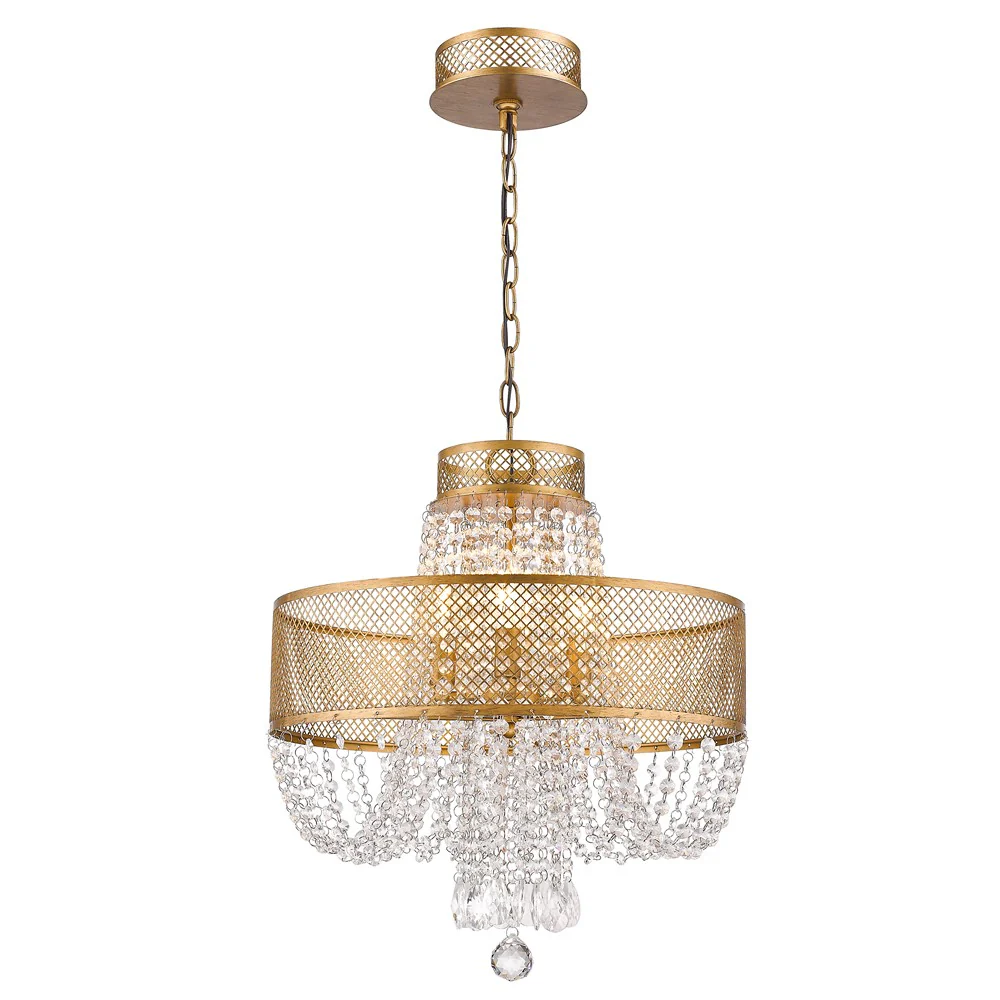 Viola 4-Light Antique Gold Crystal Chandelier By Homeroots - Image 2