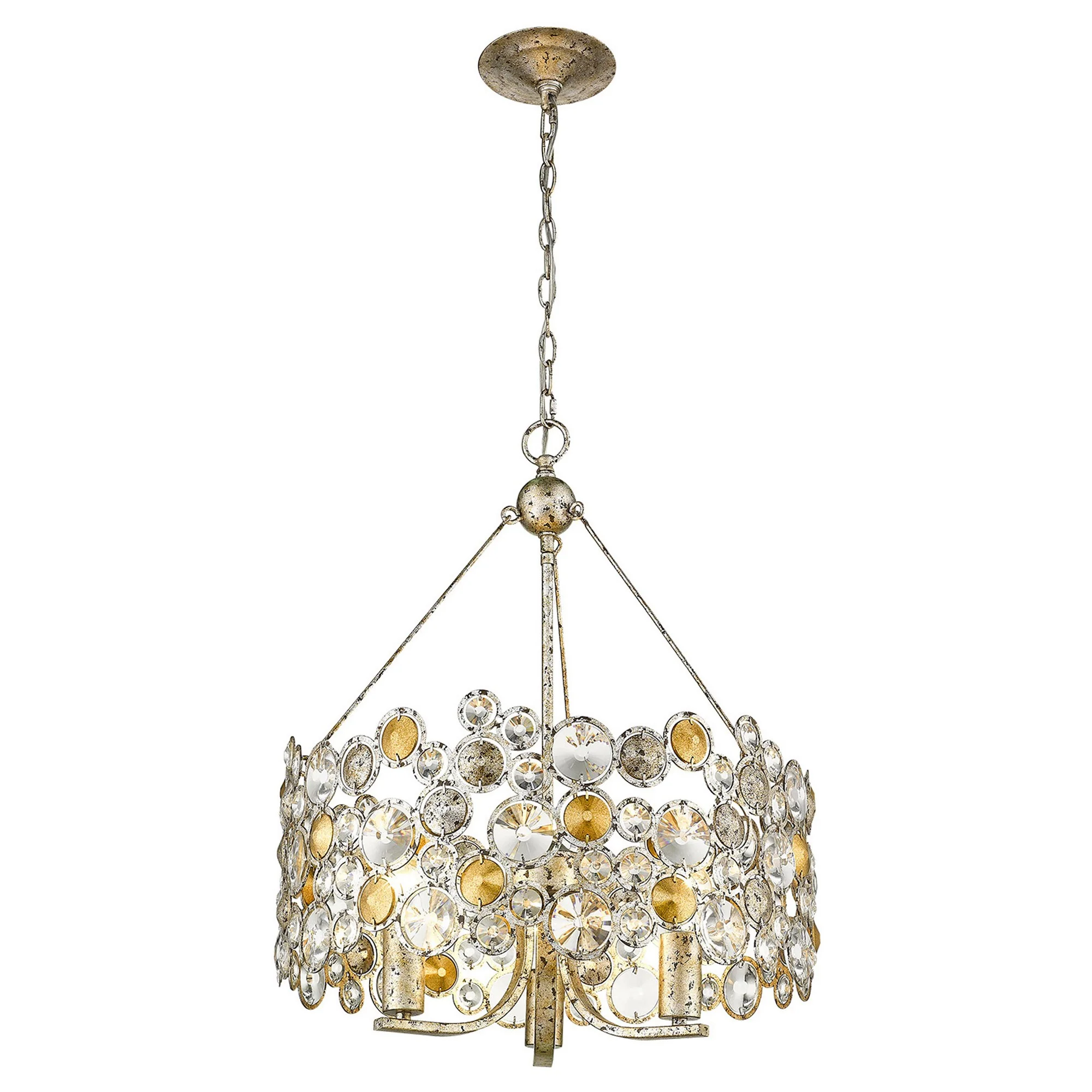 Vitozzi 3-Light Antique Silver Leaf Chandelier By Homeroots - Image 2