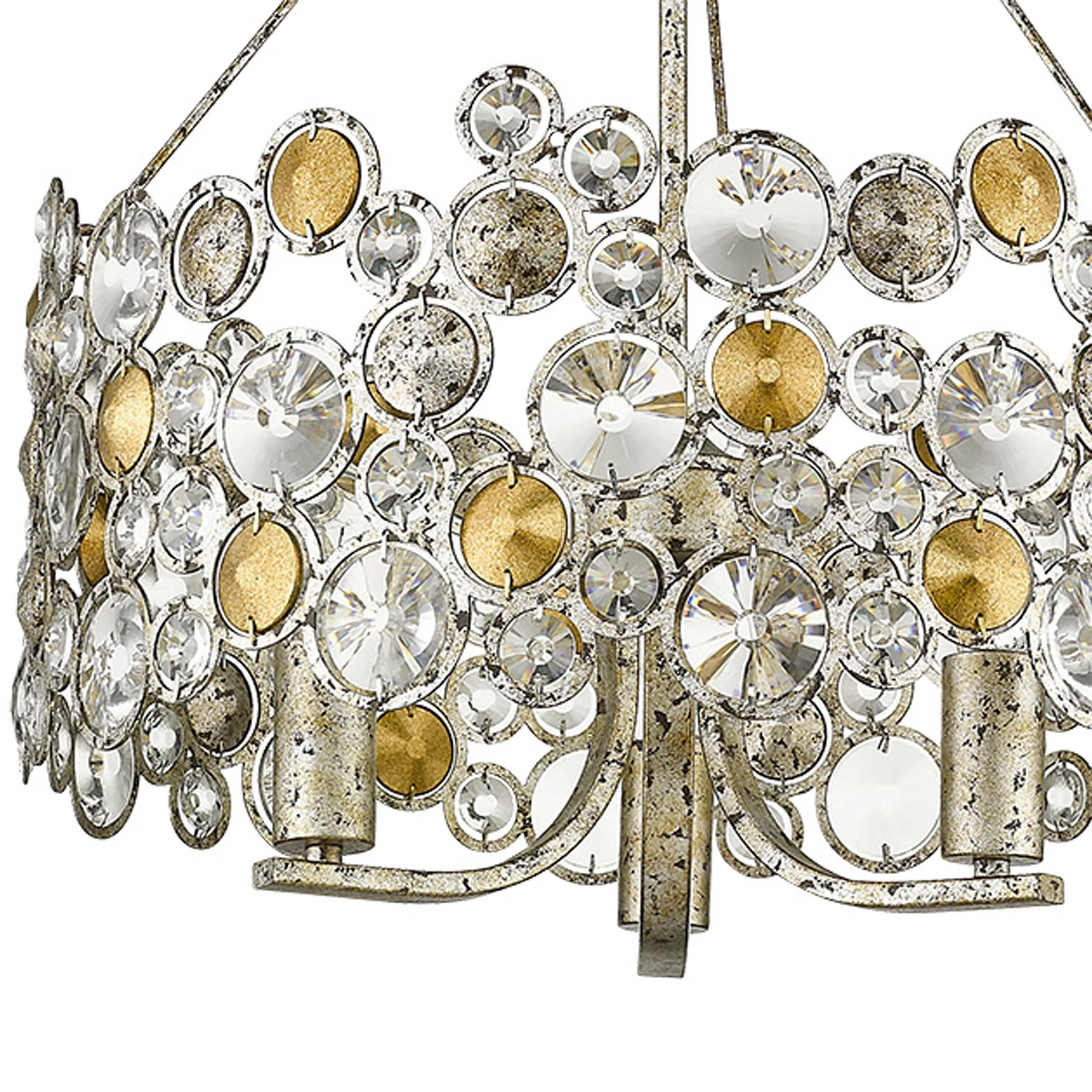 Vitozzi 3-Light Antique Silver Leaf Chandelier By Homeroots - Image 3
