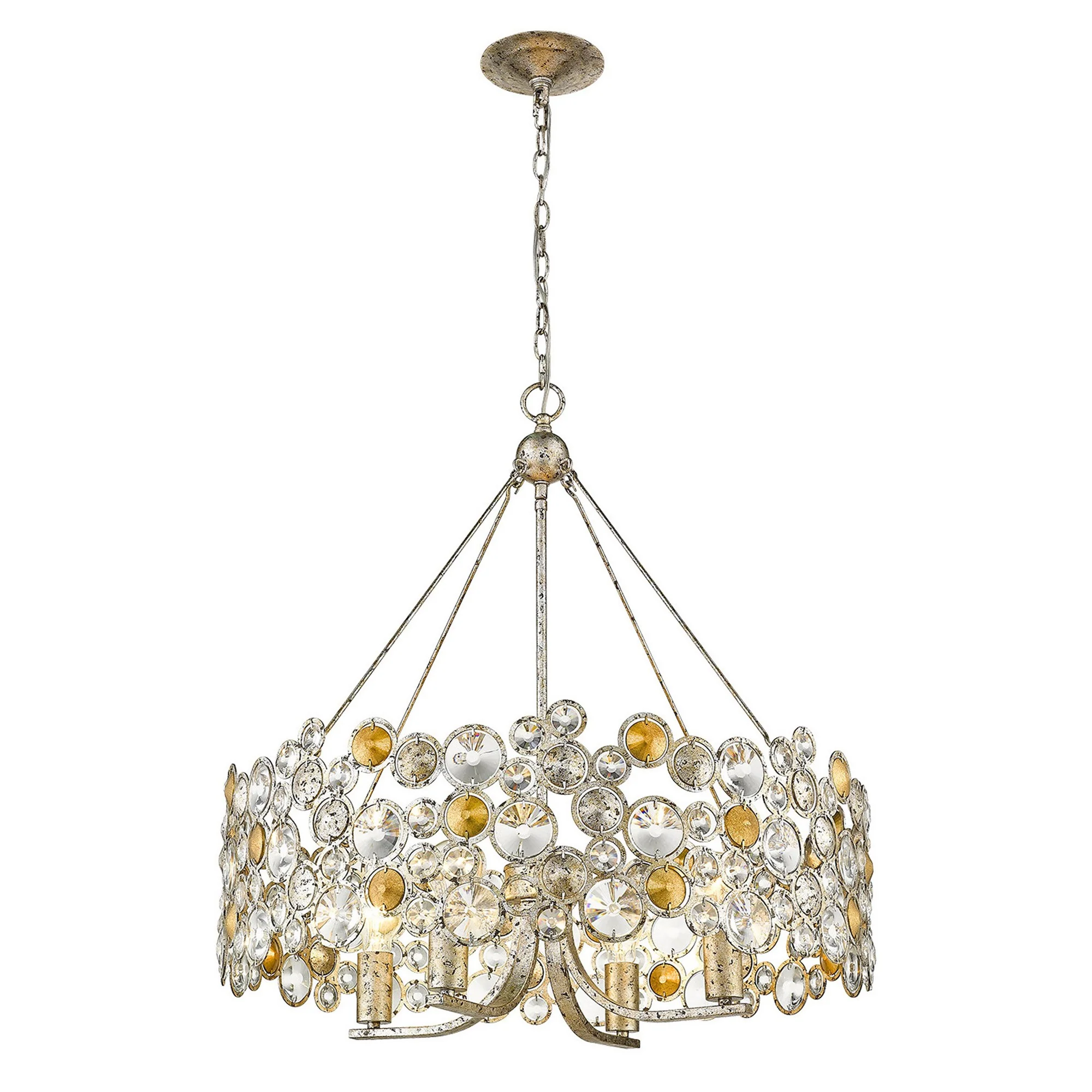 Vitozzi 4-Light Antique Silver Leaf Chandelier By Homeroots - Image 2