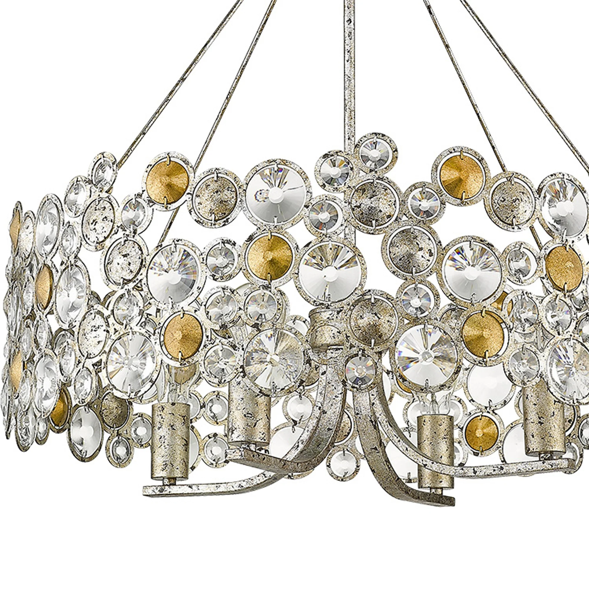 Vitozzi 4-Light Antique Silver Leaf Chandelier By Homeroots - Image 3