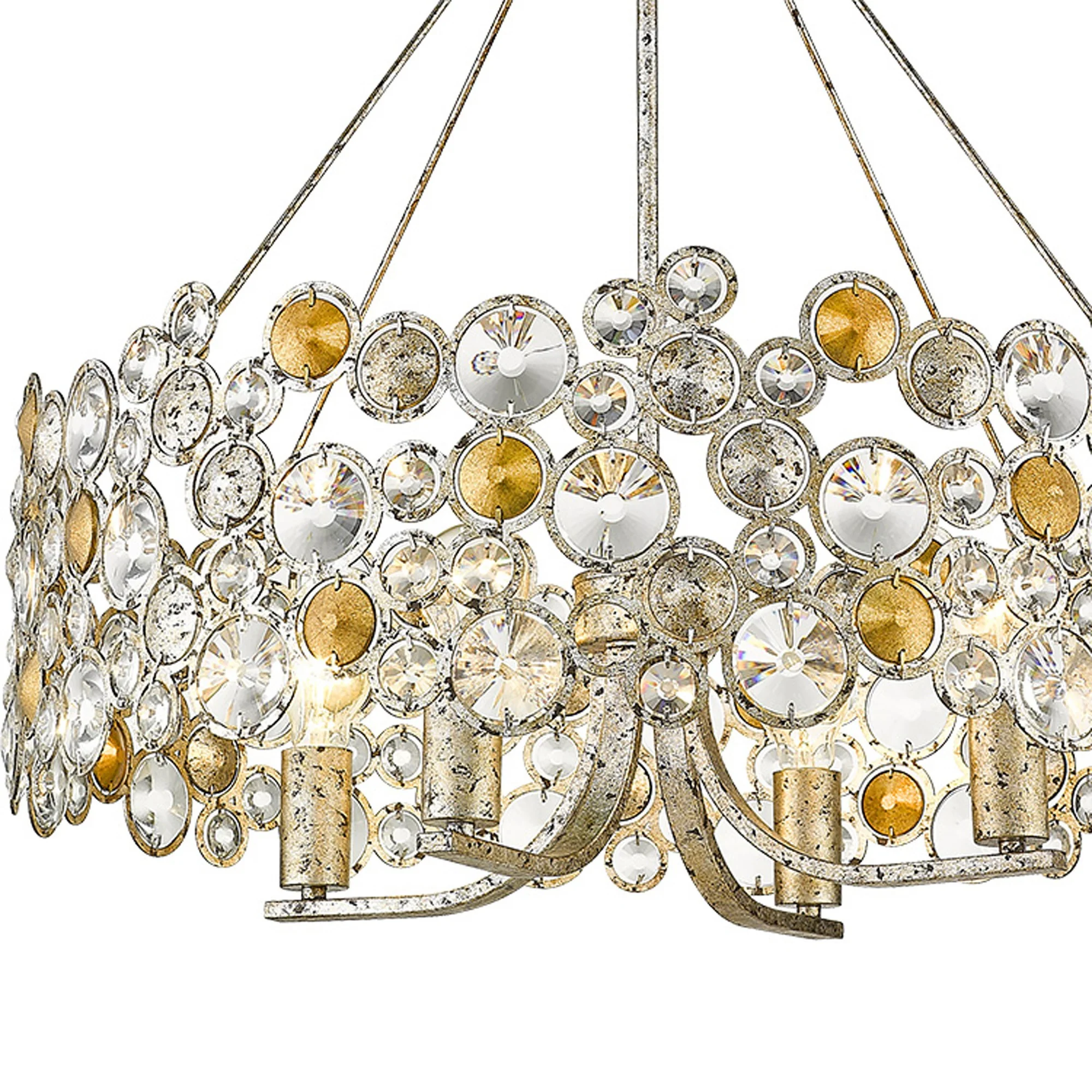 Vitozzi 4-Light Antique Silver Leaf Chandelier By Homeroots - Image 4