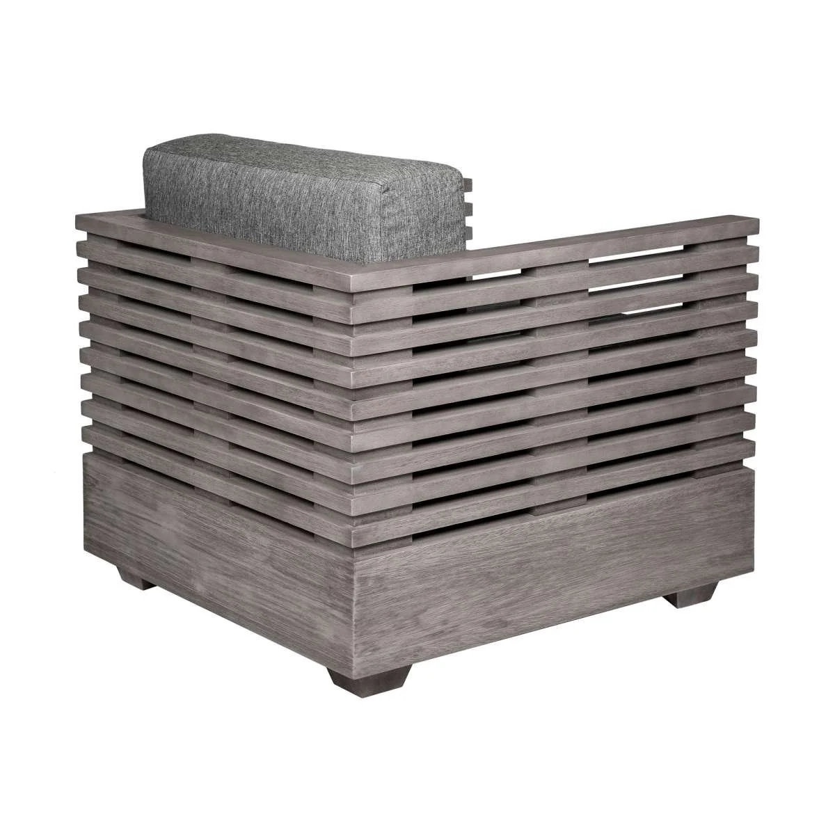 Vivid Outdoor Patio 4 Piece Conversation Set in Gray Eucalyptus Wood with Gray Olefin Cushions
 By Armen Living - Image 5