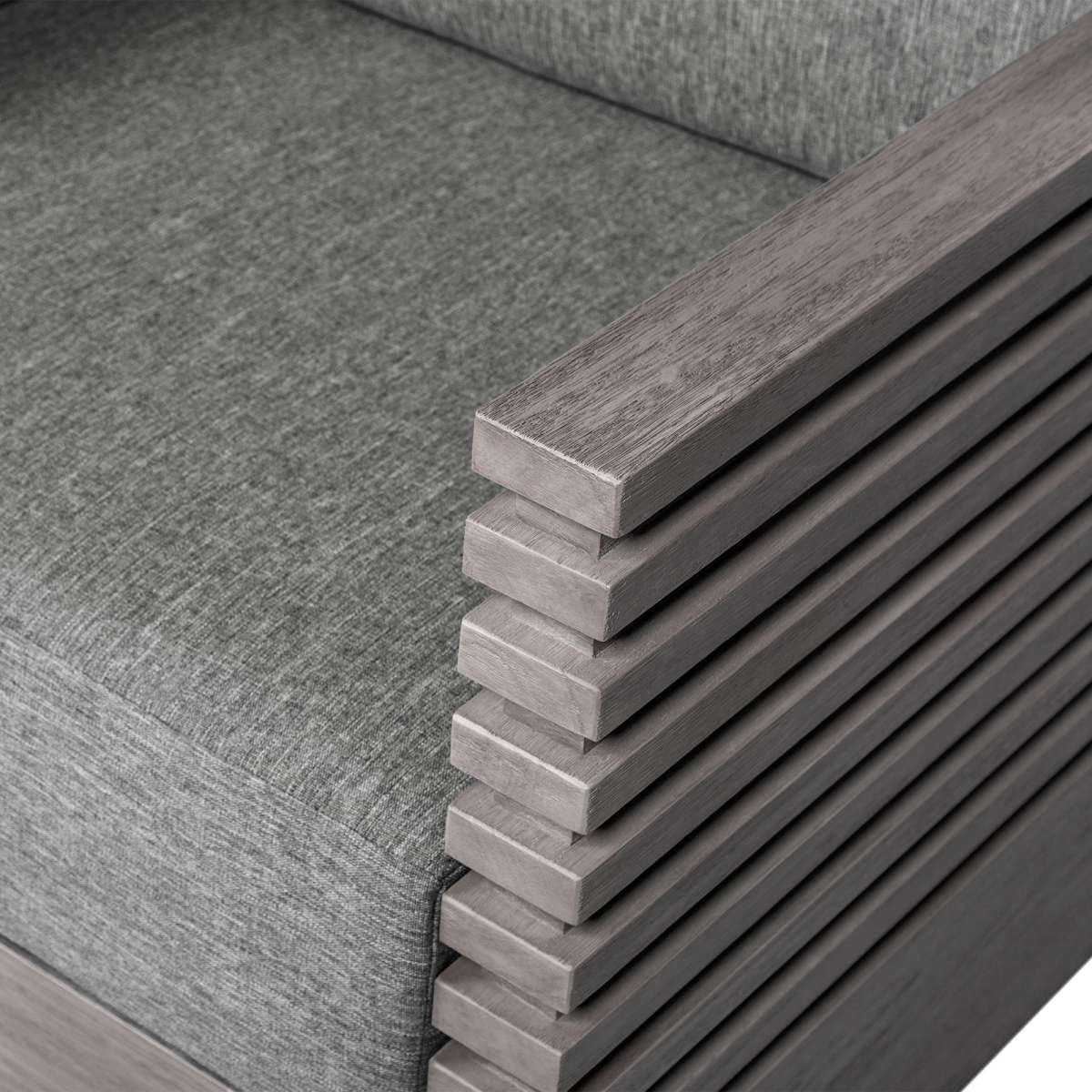 Vivid Outdoor Patio 4 Piece Conversation Set in Gray Eucalyptus Wood with Gray Olefin Cushions
 By Armen Living - Image 7
