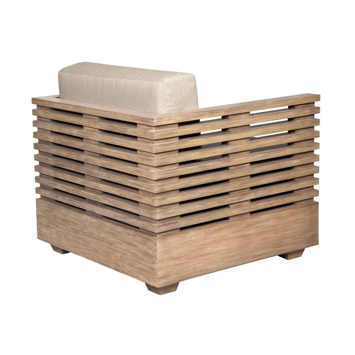 Vivid Outdoor Patio 4 Piece Conversation Set in Light Eucalyptus Wood with Taupe Olefin Cushions
 By Armen Living - Image 5