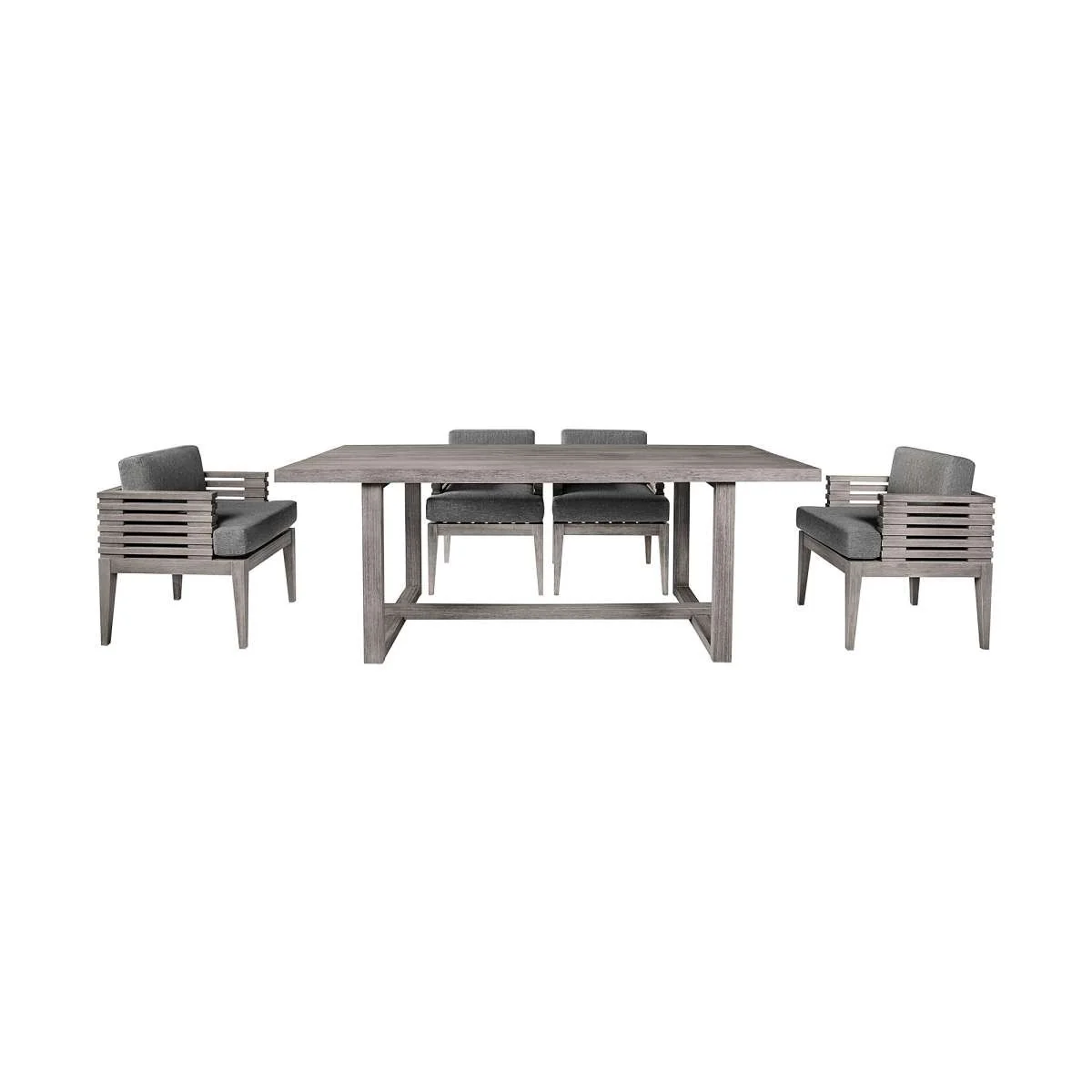 Vivid Outdoor Patio 5 Piece Dining Set in Gray Eucalyptus Wood with Gray Olefin Cushions By Armen Living - Image 2