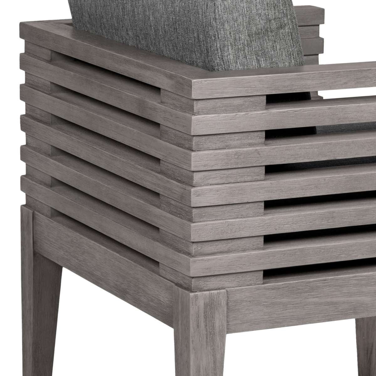 Vivid Outdoor Patio 5 Piece Dining Set in Gray Eucalyptus Wood with Gray Olefin Cushions By Armen Living - Image 6