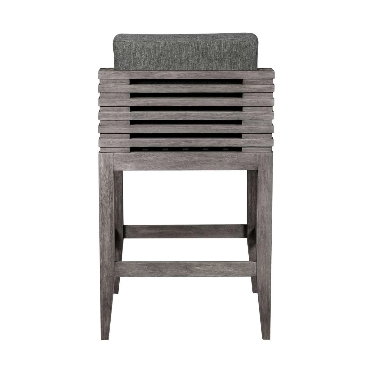 Vivid Outdoor Patio Bar Stool in Gray Eucalyptus Wood with Gray Olefin Cushions By Armen Living - Image 4