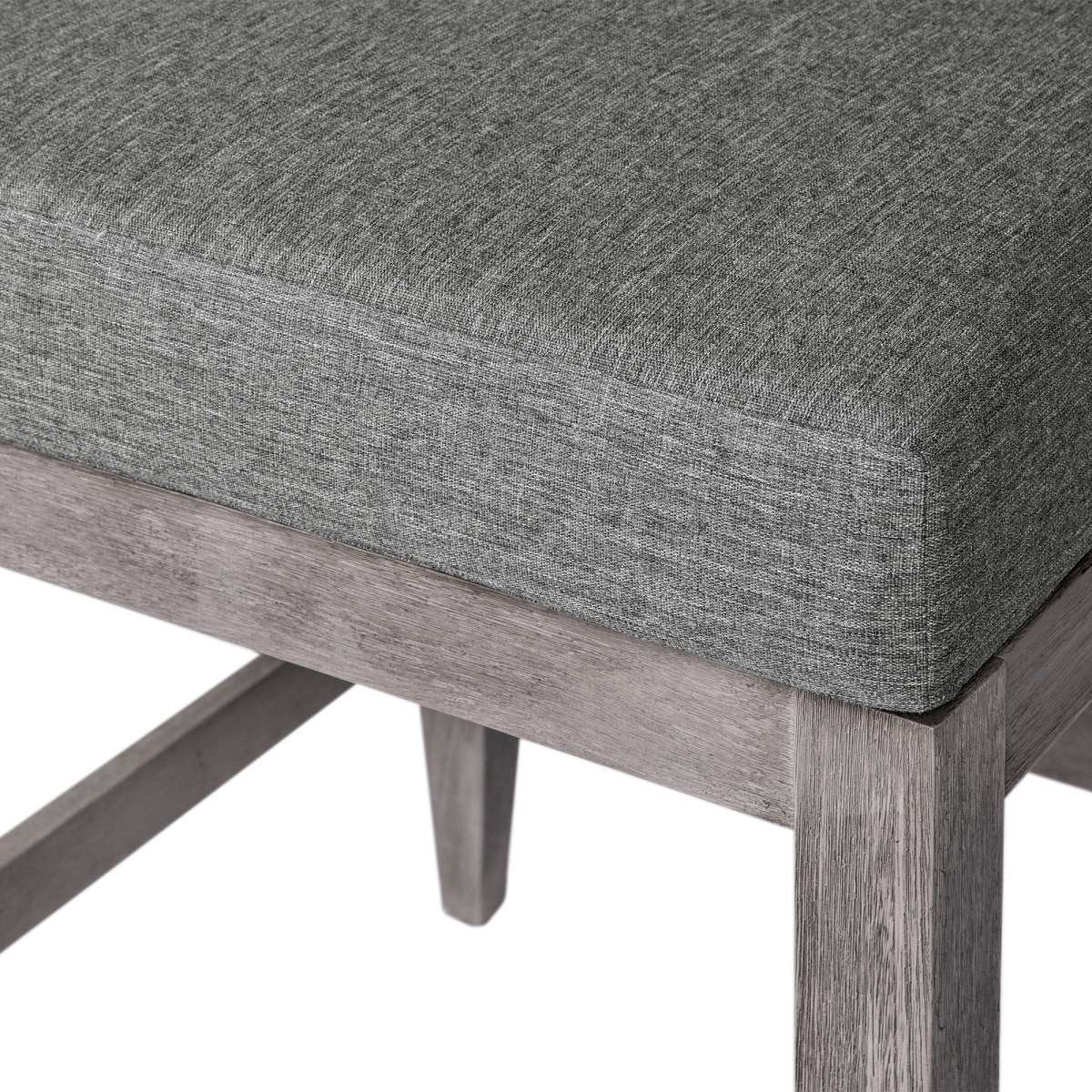 Vivid Outdoor Patio Bar Stool in Gray Eucalyptus Wood with Gray Olefin Cushions By Armen Living - Image 6