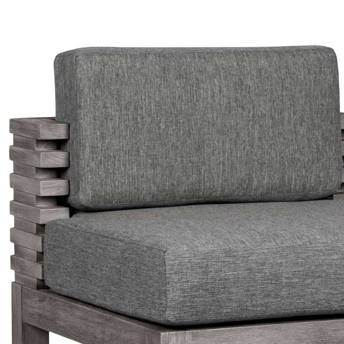 Vivid Outdoor Patio Bar Stool in Gray Eucalyptus Wood with Gray Olefin Cushions By Armen Living - Image 9
