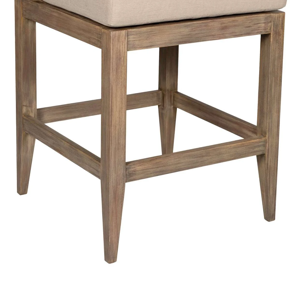 Vivid Outdoor Patio Bar Stool in Light Eucalyptus Wood with Taupe Olefin Cushions By Armen Living - Image 7