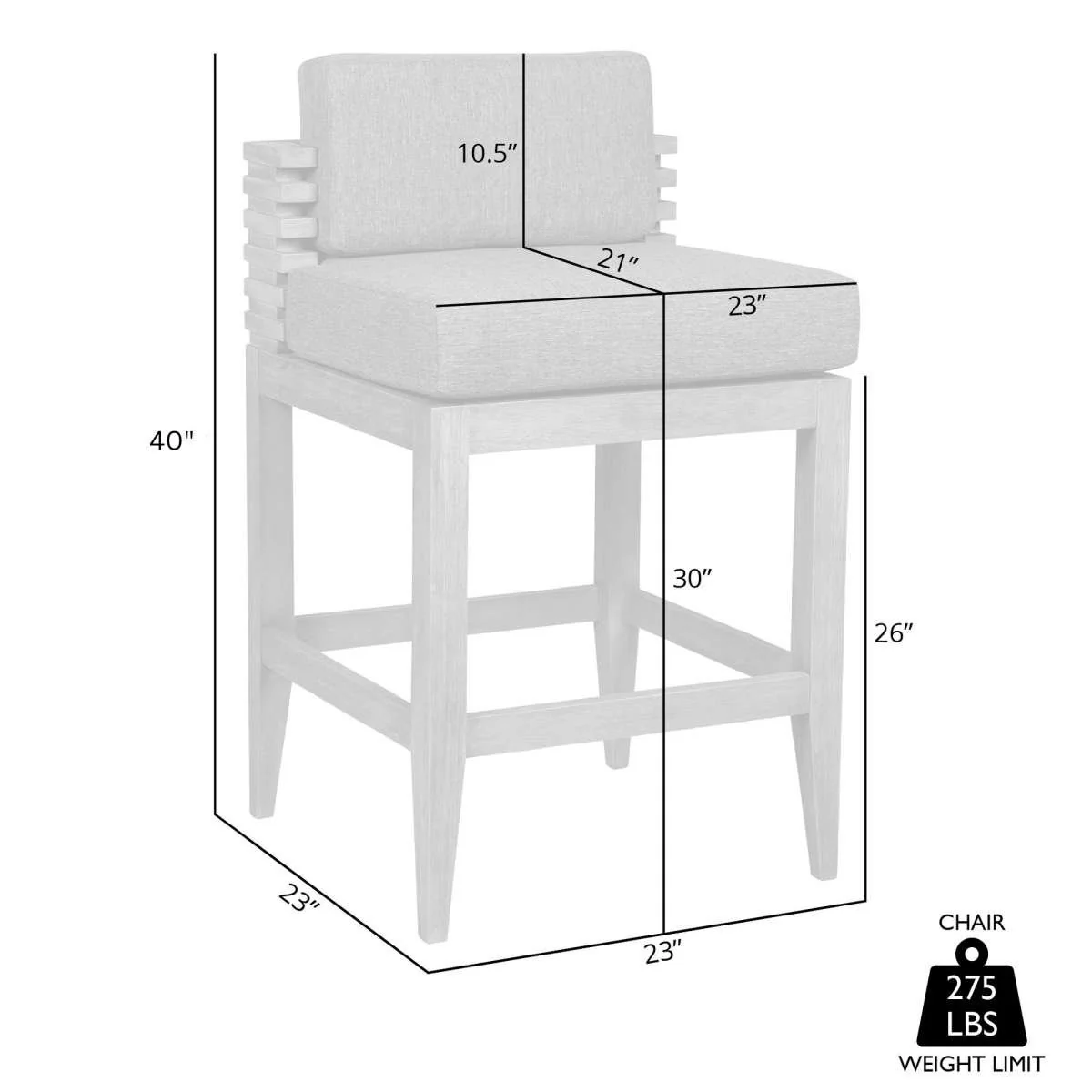 Vivid Outdoor Patio Bar Stool in Light Eucalyptus Wood with Taupe Olefin Cushions By Armen Living - Image 8