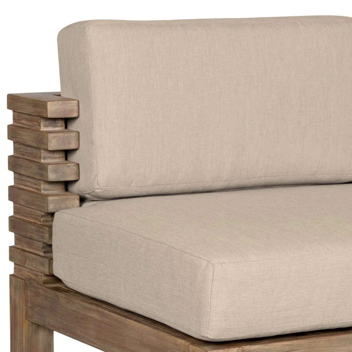 Vivid Outdoor Patio Bar Stool in Light Eucalyptus Wood with Taupe Olefin Cushions By Armen Living - Image 9