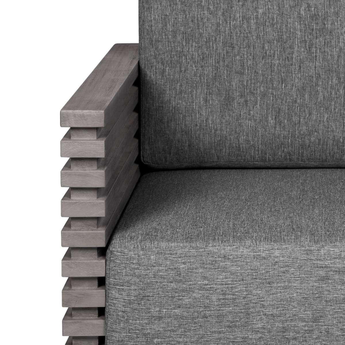 Vivid Outdoor Patio Chair in Gray Eucalyptus Wood with Gray Olefin Cushions By Armen Living - Image 6
