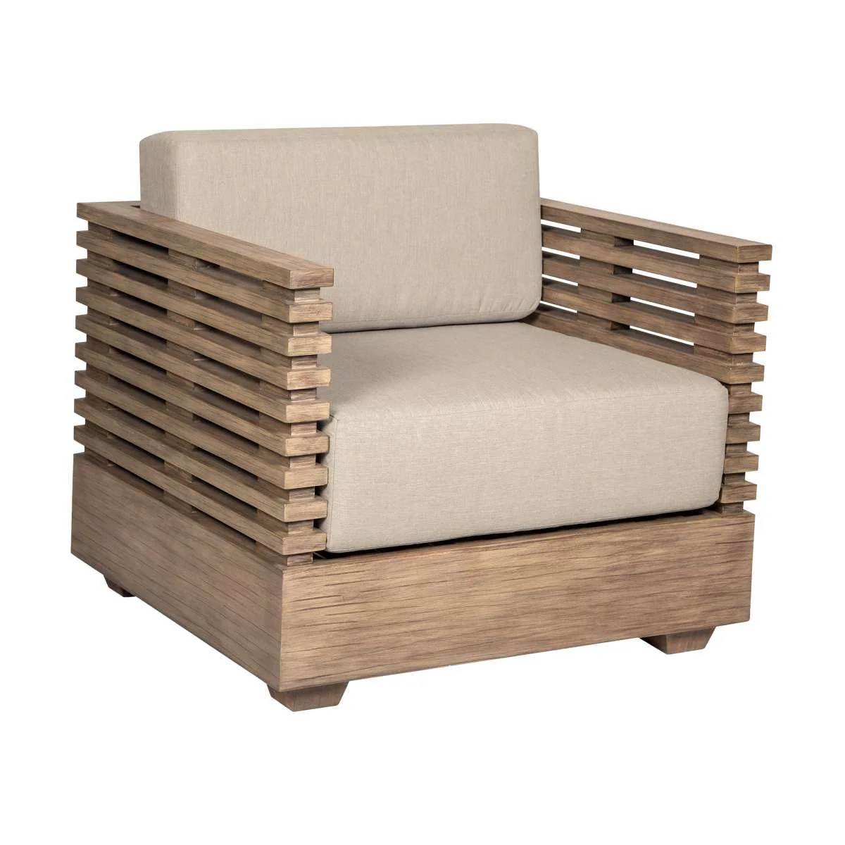 Vivid Outdoor Patio Chair in Light Eucalyptus Wood with Taupe Olefin Cushions By Armen Living - Image 3