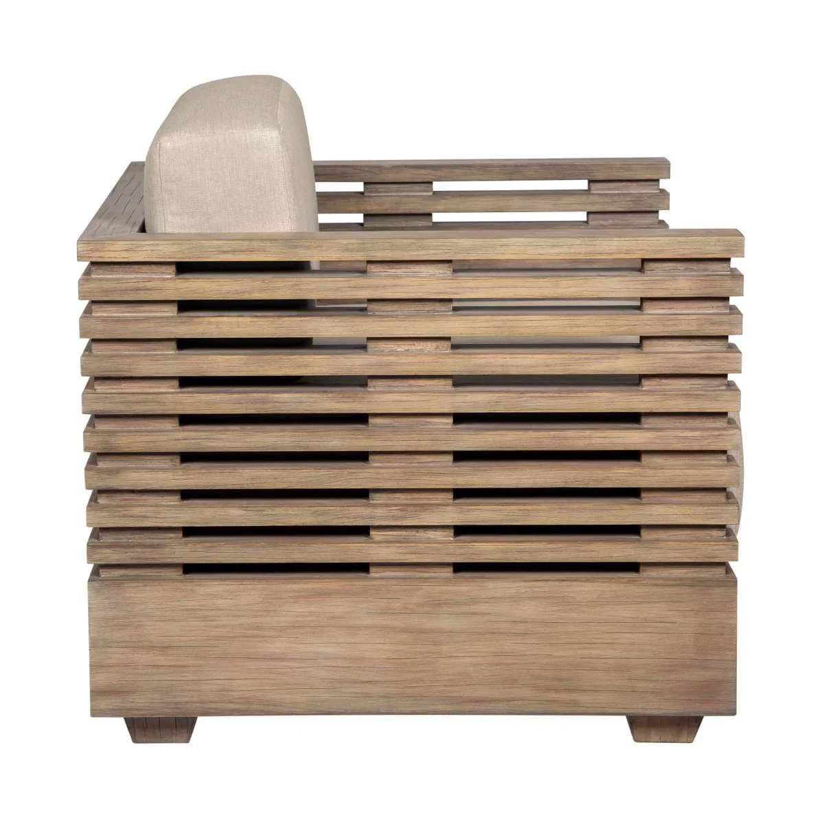 Vivid Outdoor Patio Chair in Light Eucalyptus Wood with Taupe Olefin Cushions By Armen Living - Image 4