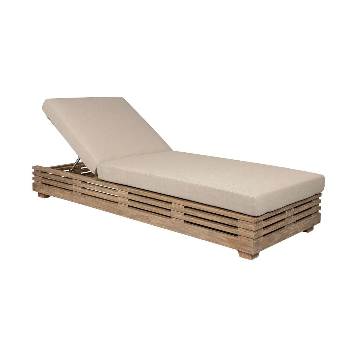 Vivid Outdoor Patio Chaise Lounge Chair in Gray Eucalyptus Wood with Gray Olefin Cushions By Armen Living - Image 11