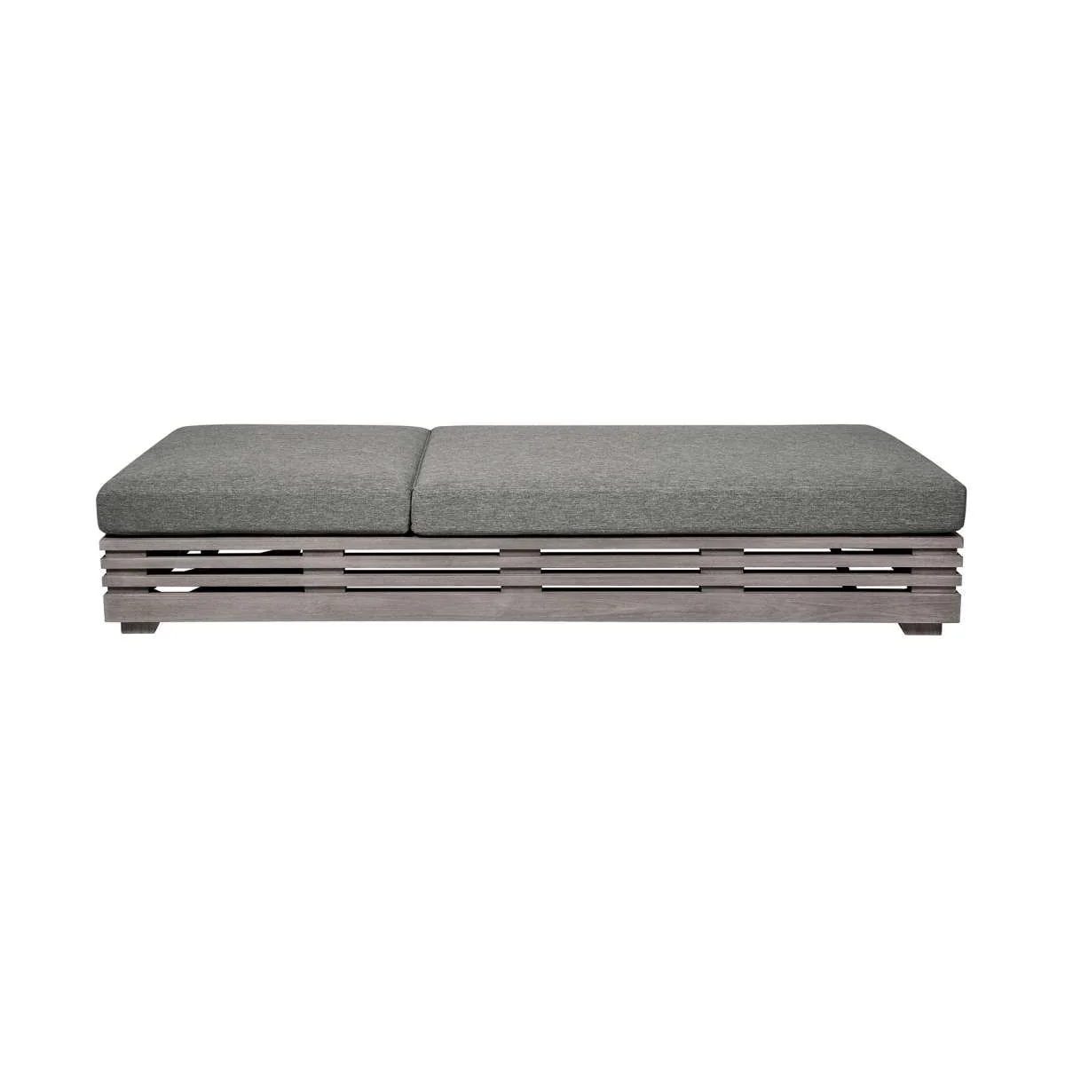 Vivid Outdoor Patio Chaise Lounge Chair in Gray Eucalyptus Wood with Gray Olefin Cushions By Armen Living - Image 3