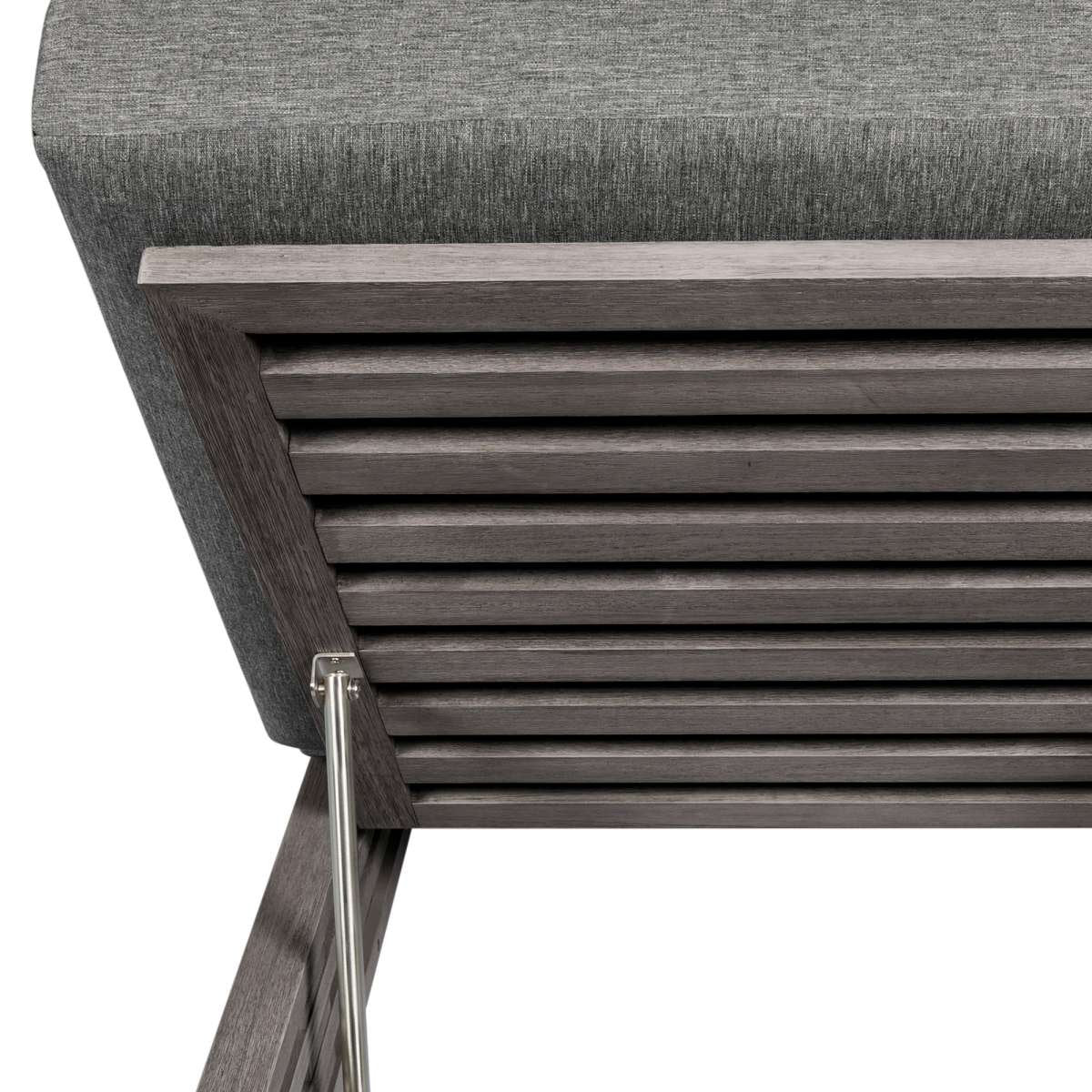 Vivid Outdoor Patio Chaise Lounge Chair in Gray Eucalyptus Wood with Gray Olefin Cushions By Armen Living - Image 7